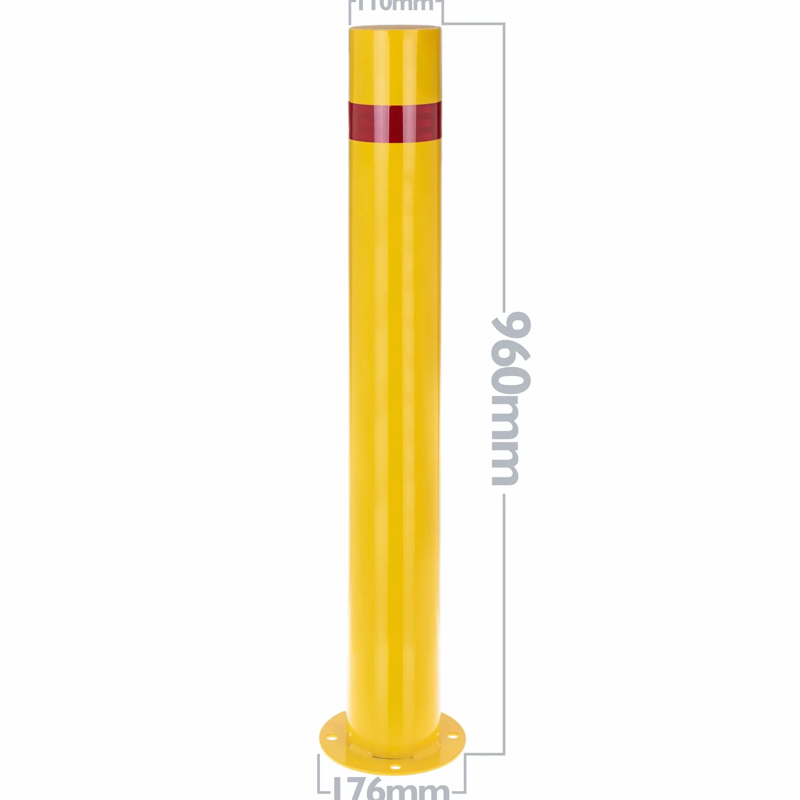 PrimeMatik Pilona bolardo de Acero Amarilla 110 x 960mm