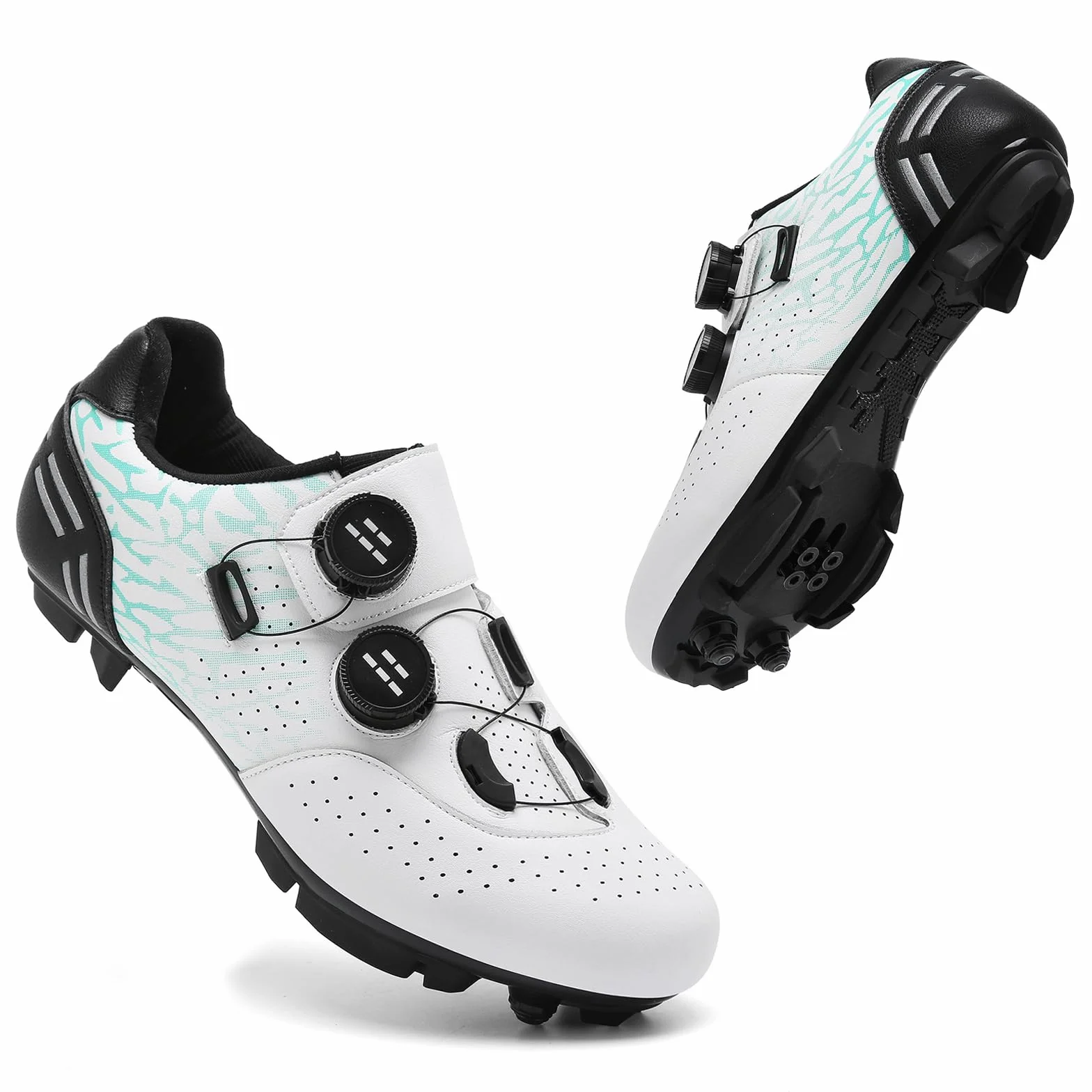 SDEQA Zapatilla de MTB Hombre, Zapatos Bicicleta de Montaña Compatible con SPD Pedales de 2 Tornillos con Calas Zapatilla de Ciclismo Unisex Adulto