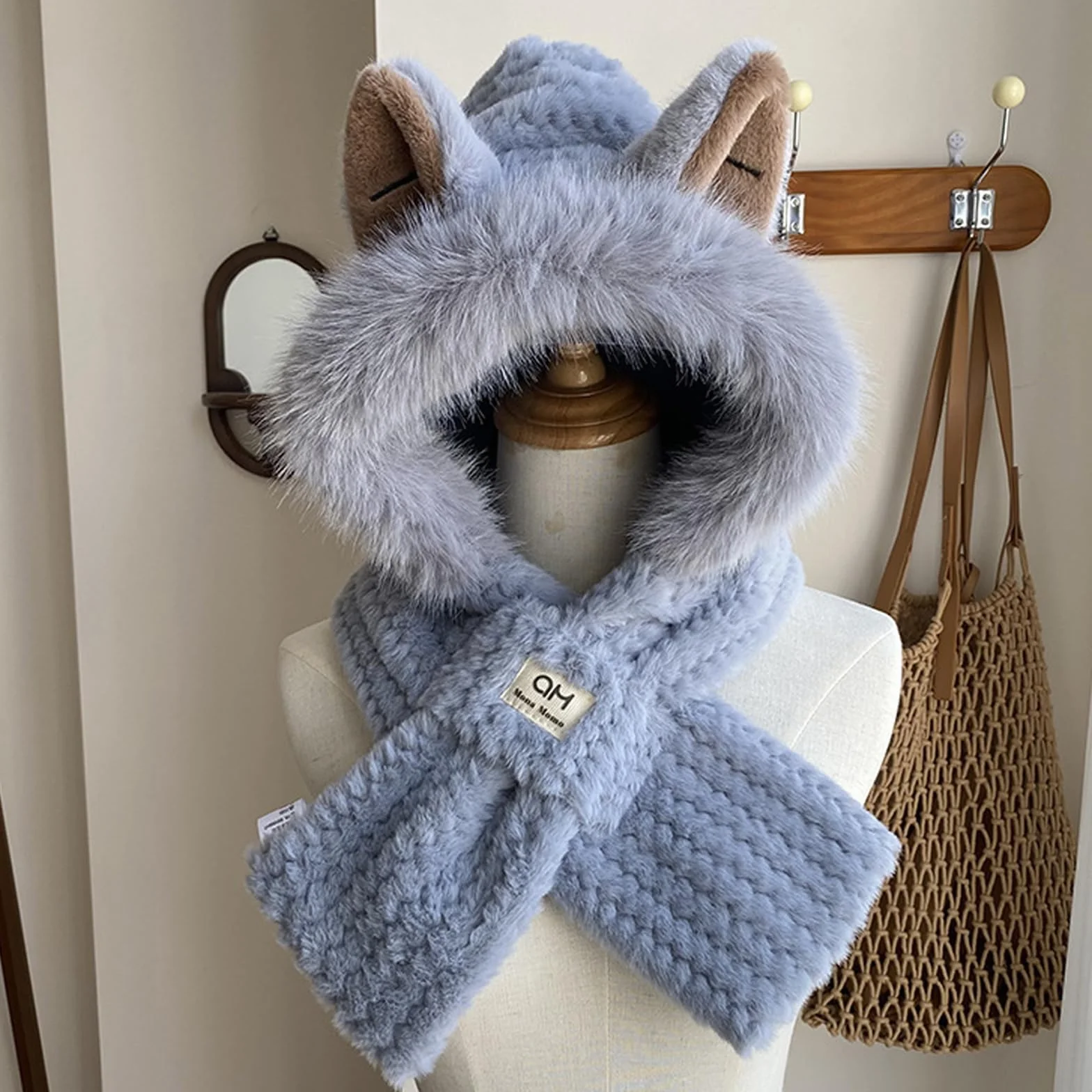 TYXHXTF Bufanda Calentador de Cuello y Gorro de Invierno Cálido, Sombrero Térmico de Inviernos, Sombreros de Esquí, Sombrero Zorro de Invierno Resistente al Viento