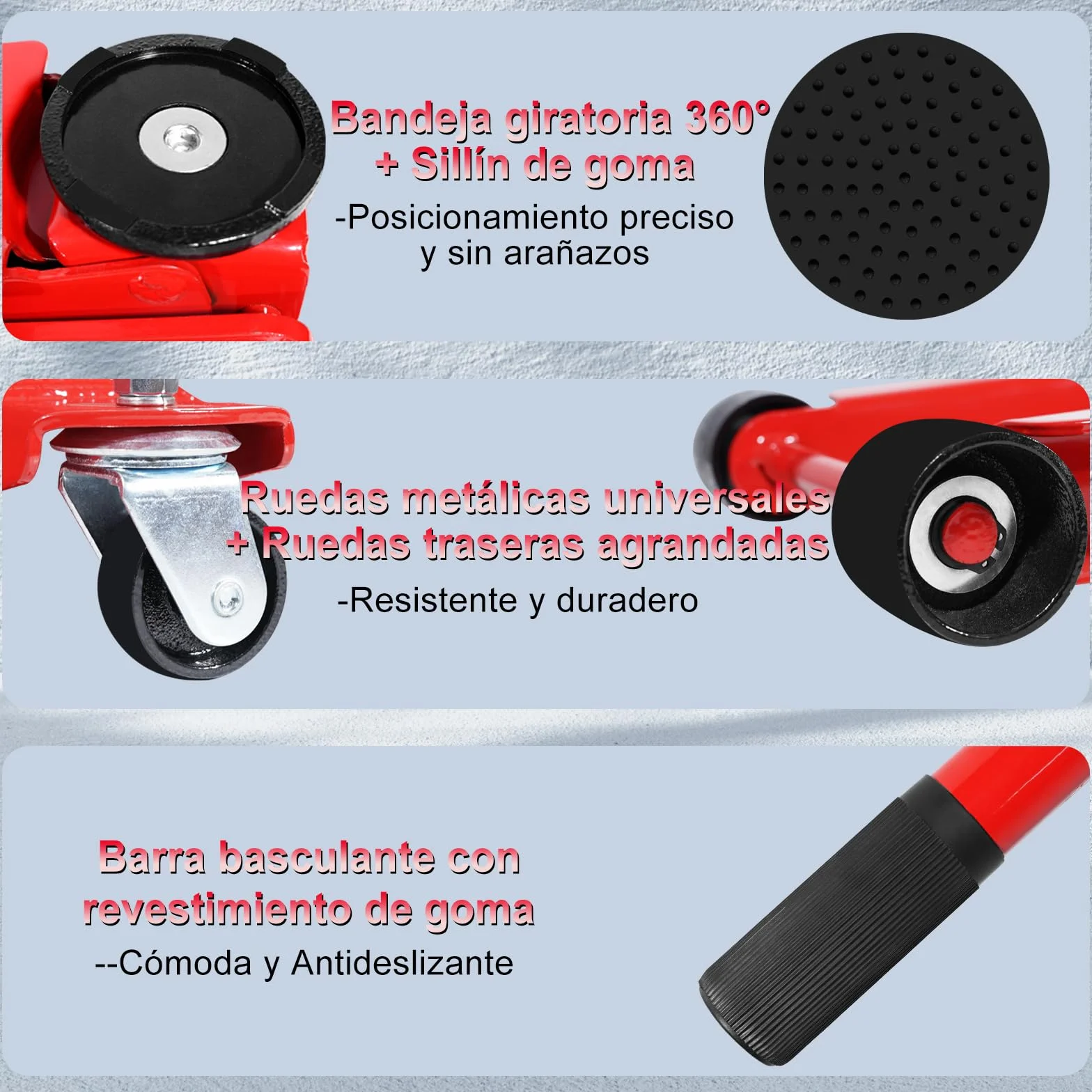 HYCHIKA Gato Hidráulico de Acero 3 Toneladas Perfil Ultra Bajo Bomba de Elevación Rápida Doble Pistón