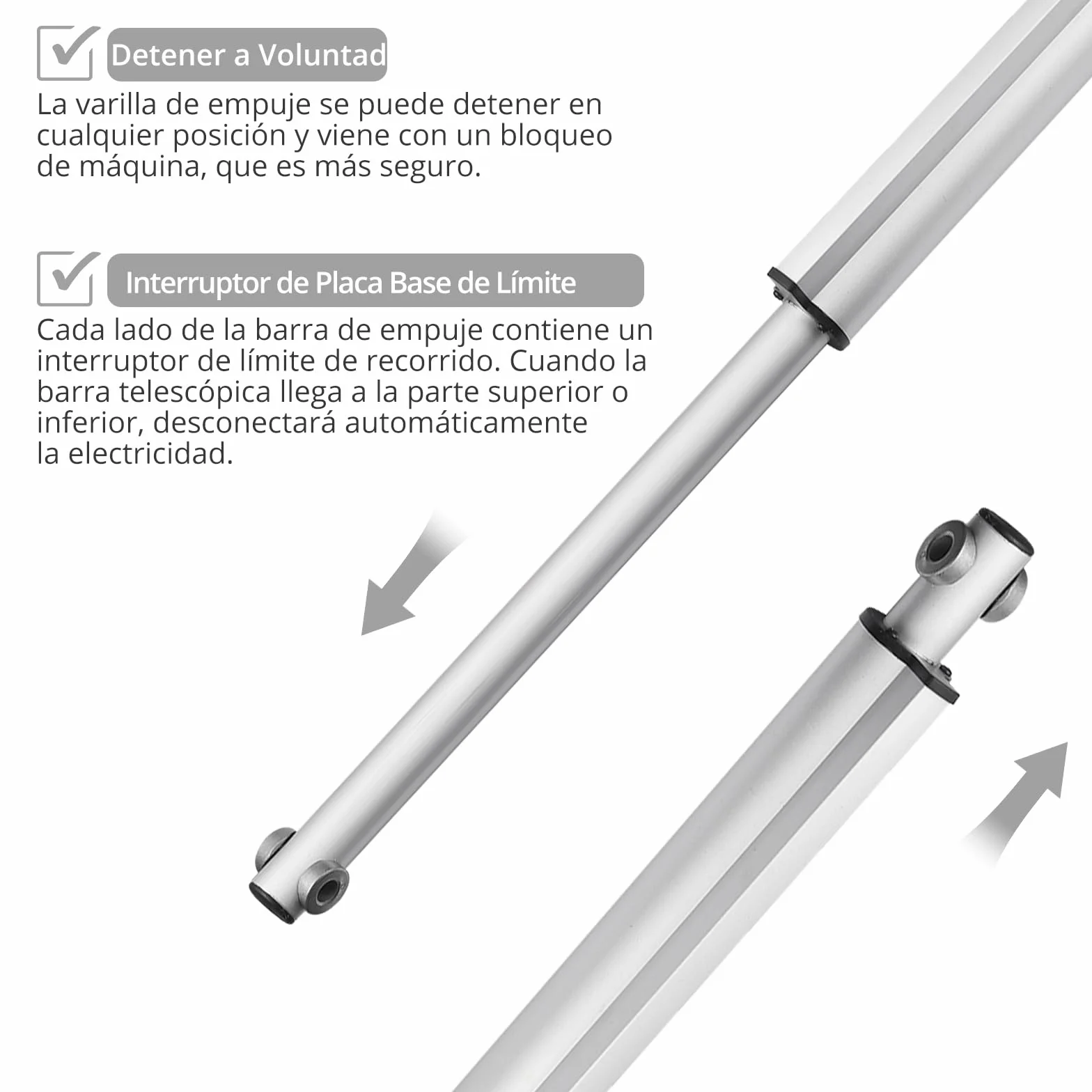 Justech DC 24V Actuador Lineal Motor 6000N 500mm Abridor Eléctrico de Puerta