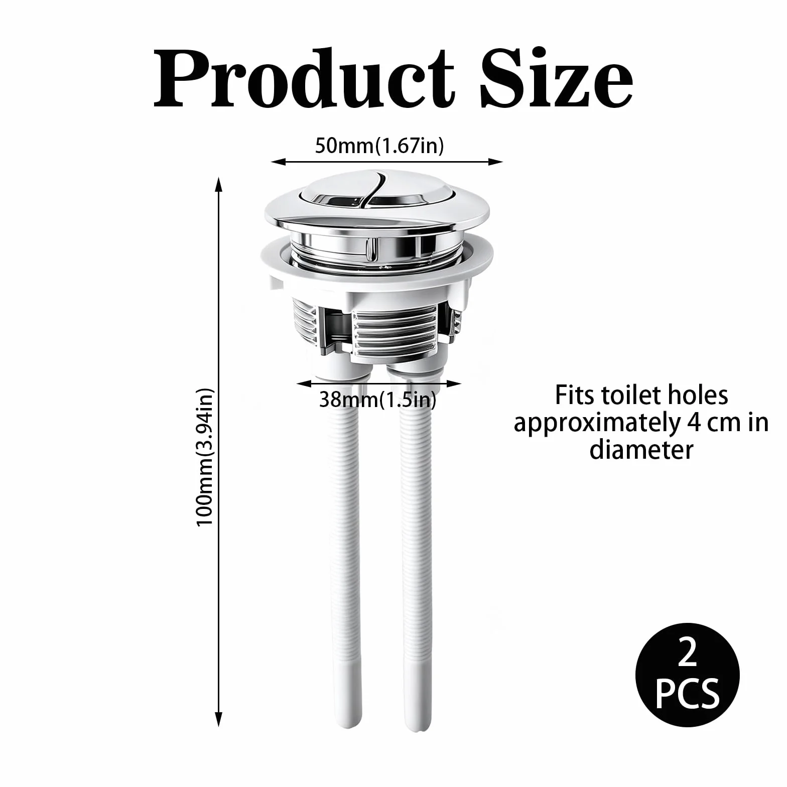 Botones de repuesto de doble descarga para WC 38 mm – Universal para tapas 37-44 mm, acero inoxidable