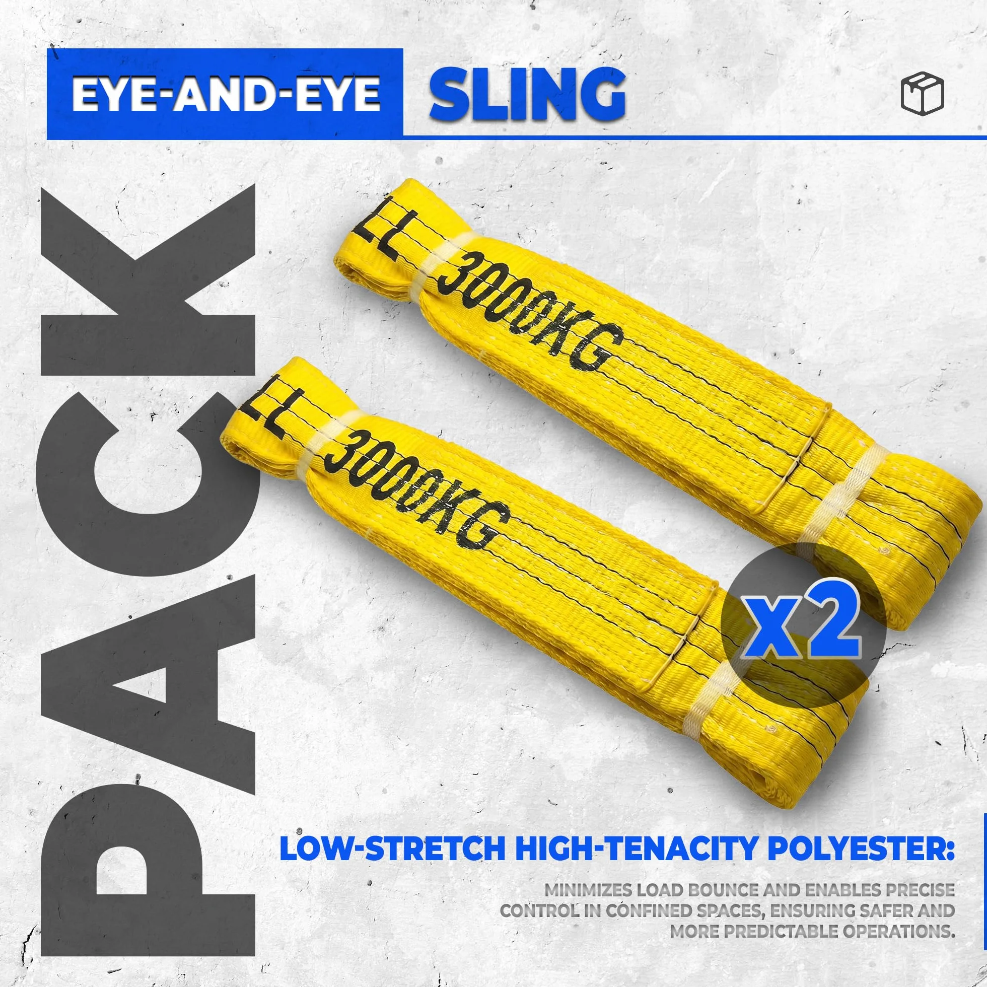 DOJA Barcelona Eslingas Planas Poliester Pack 2 3T 2m 3000kg Cincha Amarre