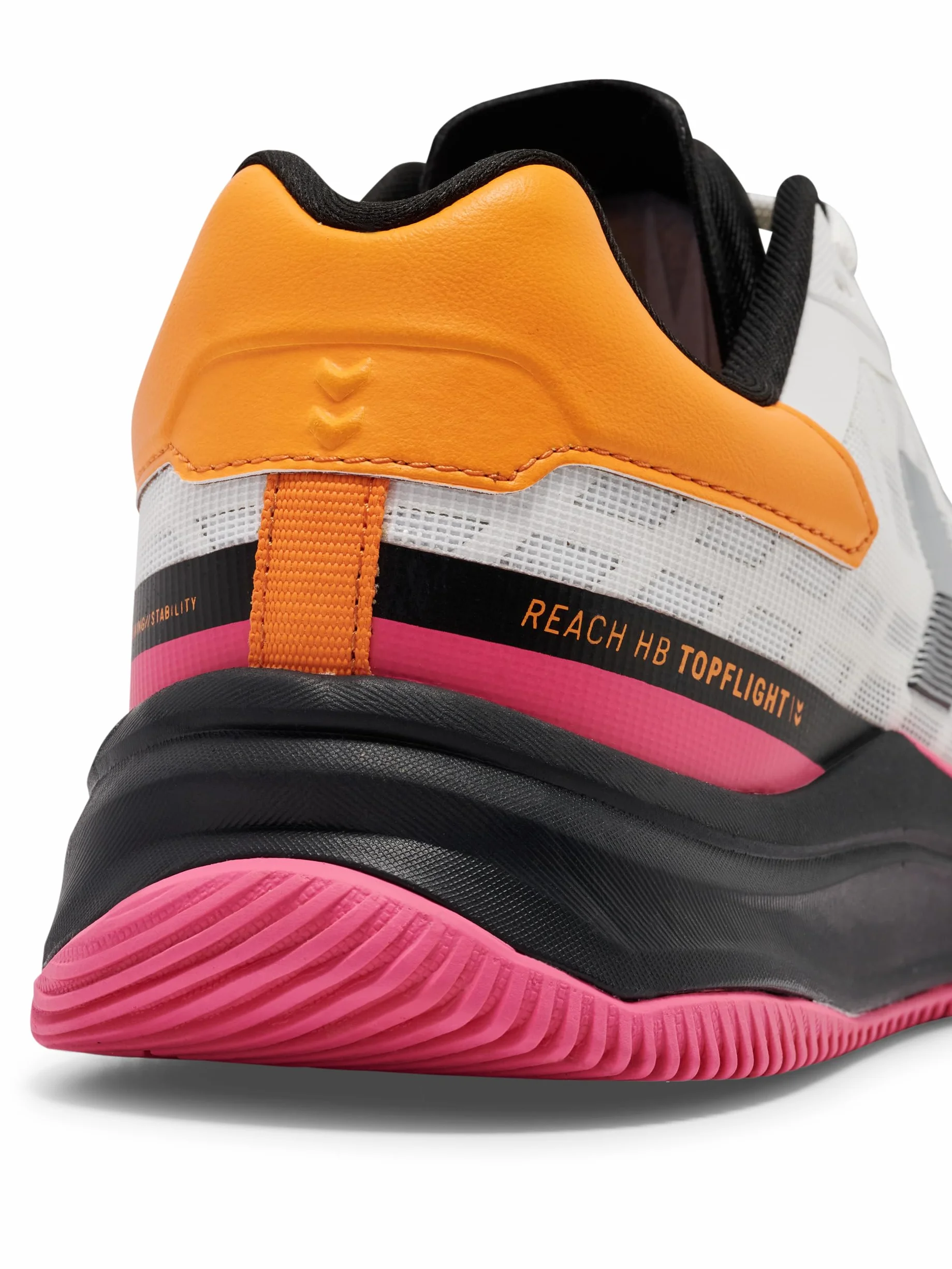 hummel HB TopFlight Pro Zapatillas de balonmano para interiores blanco rosa naranja