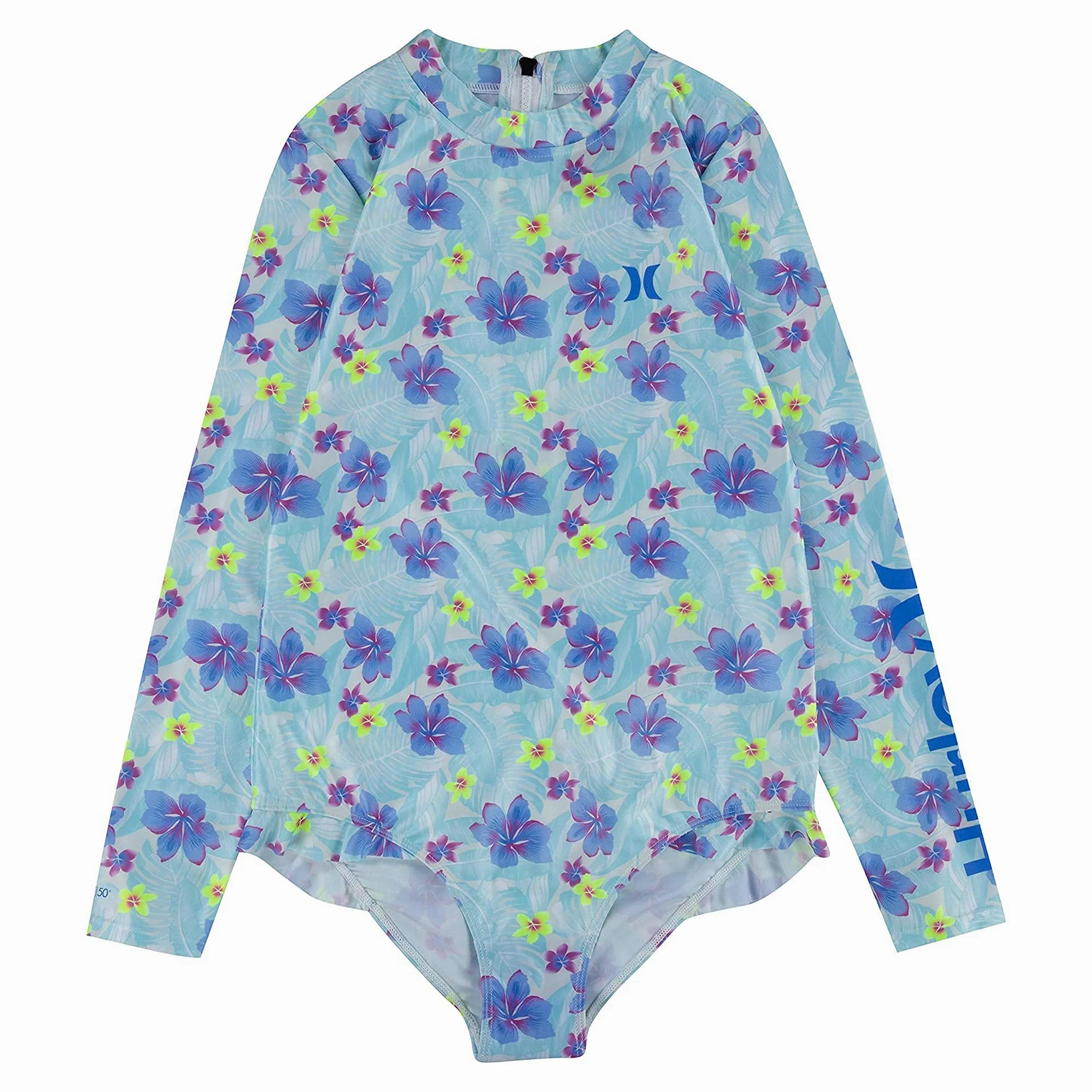 Hurley Long Sleeve One Piece Rash Guard Swimsuit Traje de baño de Manga Larga de una Pieza Rash Guard Niñas