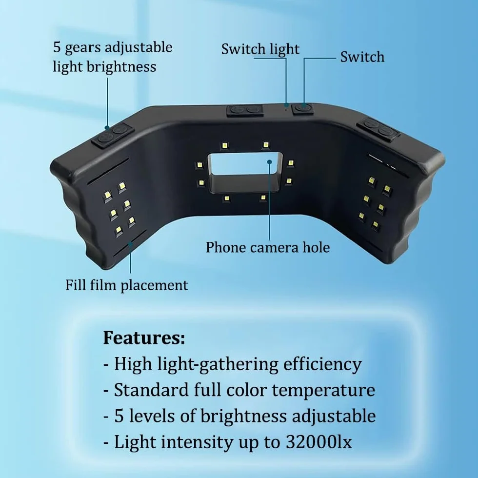 Luz para Fotografía Dental LED 6000-6500K Brillo Ajustable con Soporte Universal