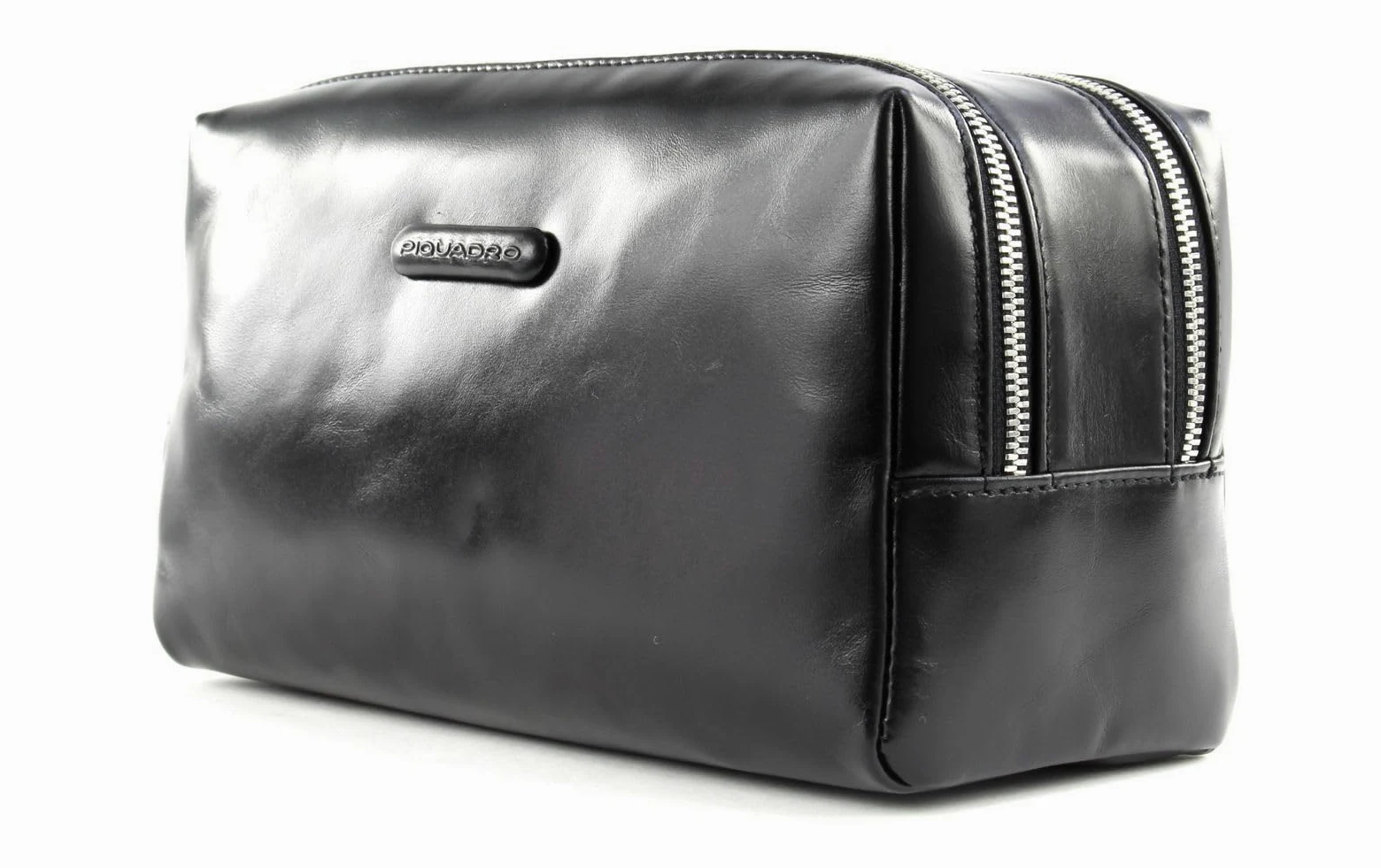 PIQUADRO - Neceser 2 Compartimentos en Piel - Unisex - Negro | Blue Square, Interior organizado, Ahorra espacio, Compartimentos Múltiples, Viajes de trabajo
