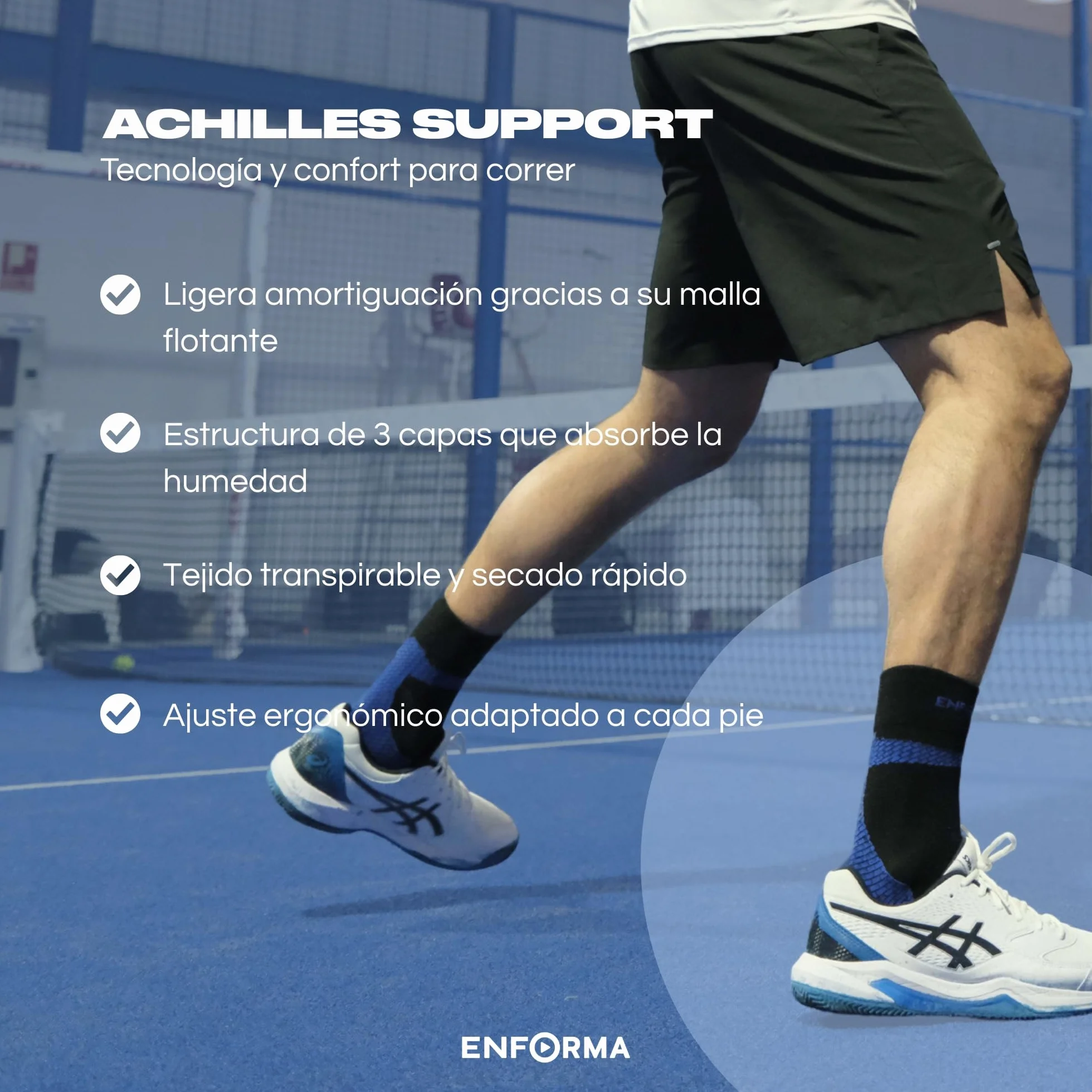 Enforma Calcetines Técnicos Tape Socks Coolmax Compresión Ergonómica Antideslizantes Fascitis Plantar Running Trail Protección Tendón Aquiles Hombre Mujer Deportes Montaña Alta Intensidad Duración