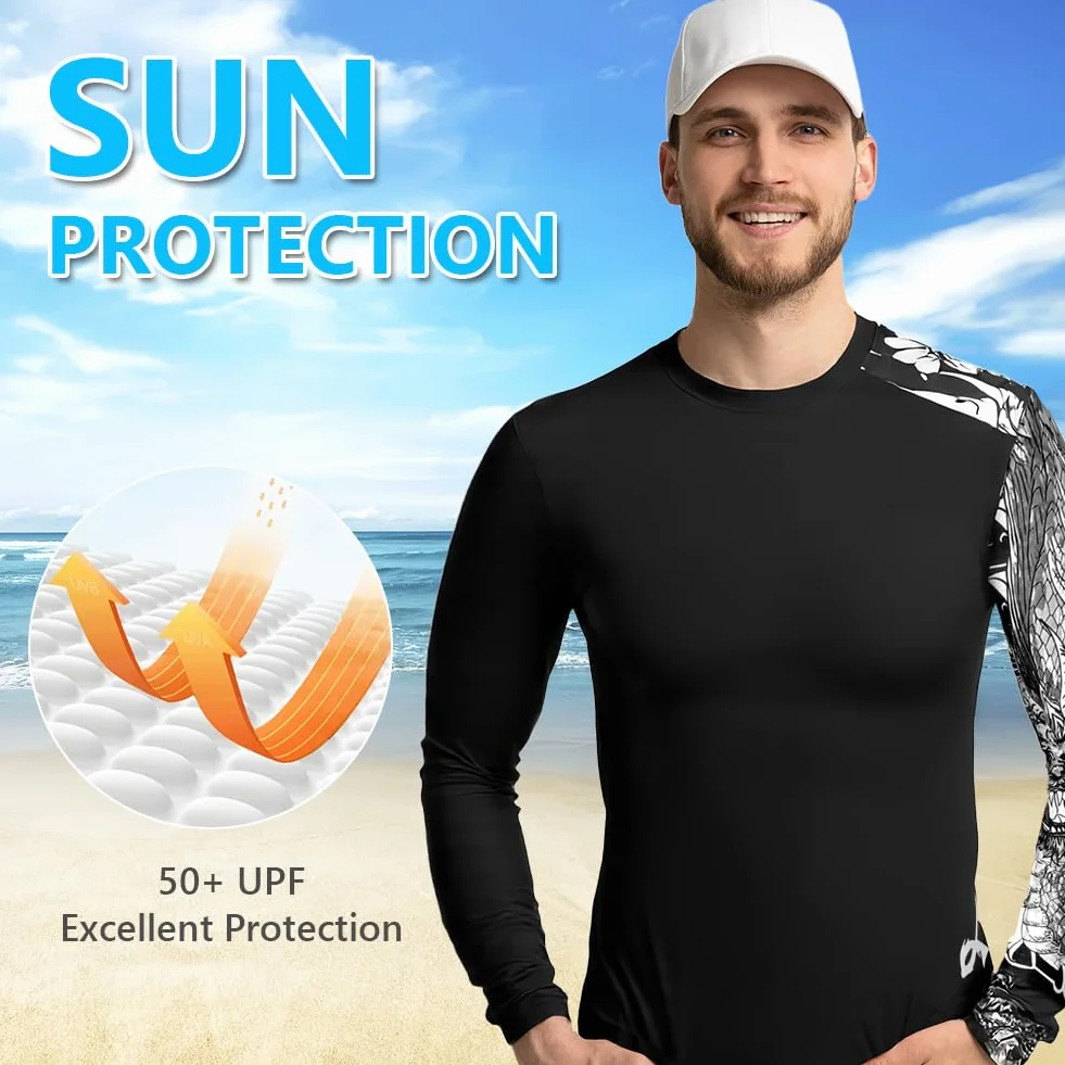 Camiseta Proteccion Solar Hombre Manga Larga UPF 50+ Anti UV Secado Rápido para Surf Natacion Running