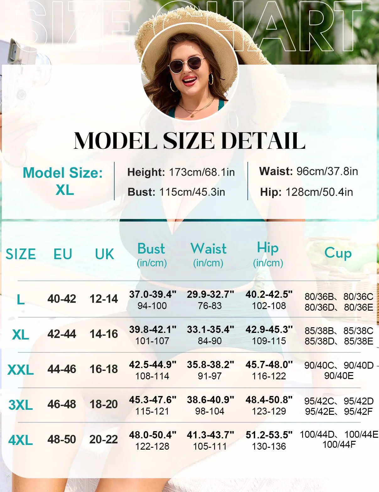 Nadeer Conjunto De Bikini De Talla Grande Reductor Cintura Alta Push Up Mujer Ropa De Playa