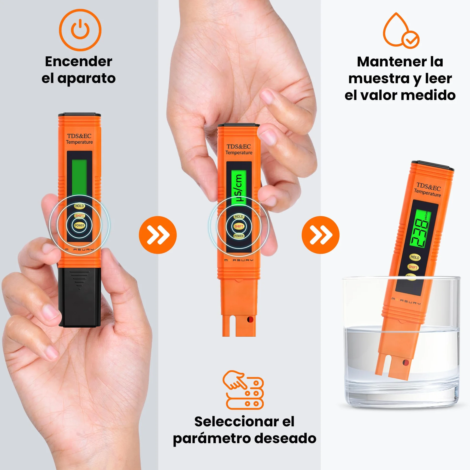 Medidor TDS y EC, Analizador de Agua Potable, Medidor de Calidad de Agua