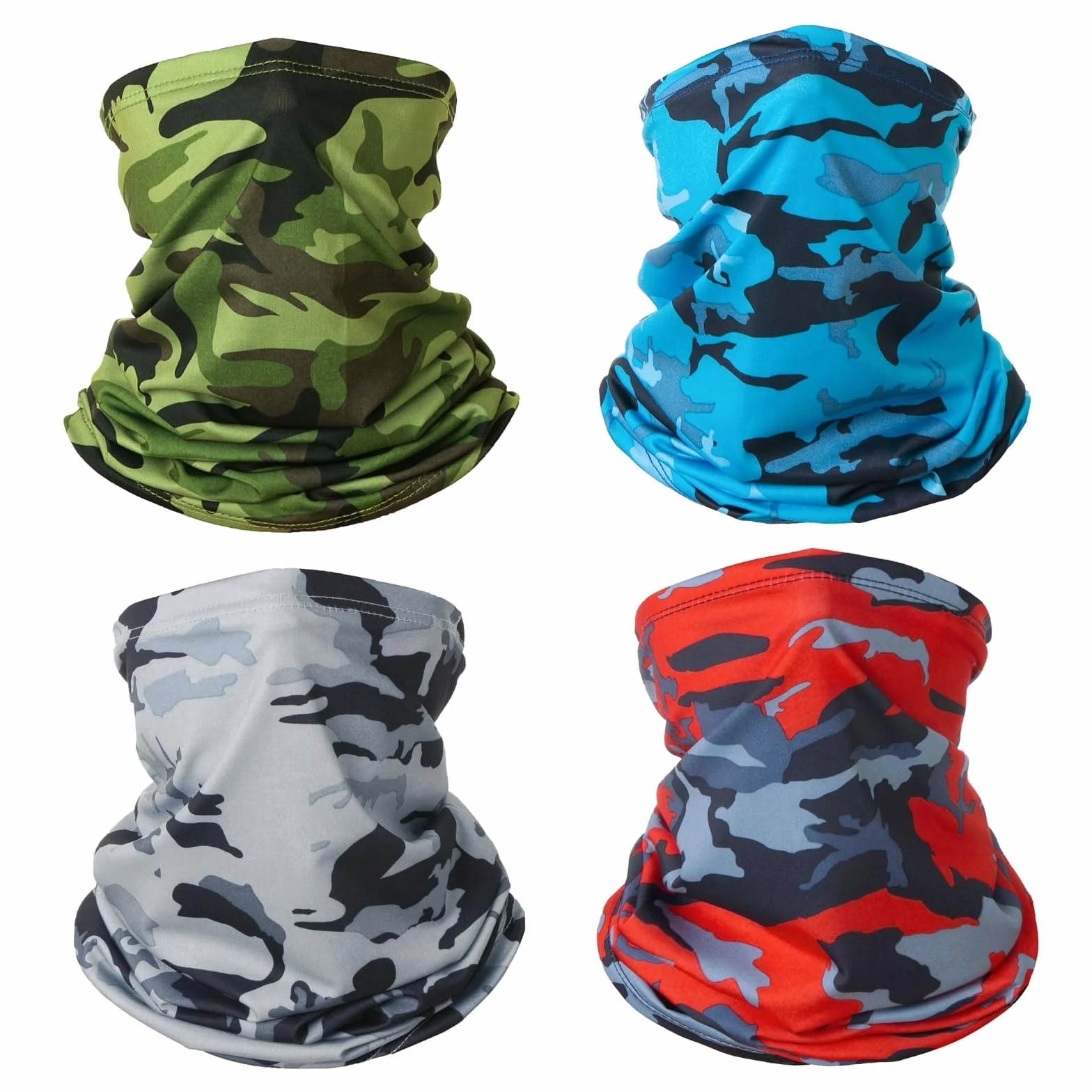 KEYRI 4 Piezas Pañuelo de Hombre Mujer Calentador de Cuello Braga Cuello Moto Mascarilla Multifuncional Deporte Calentador Pasamontañas Máscara de Esquí Ciclismo Senderismo Correr Aire Libre (Vistoso)