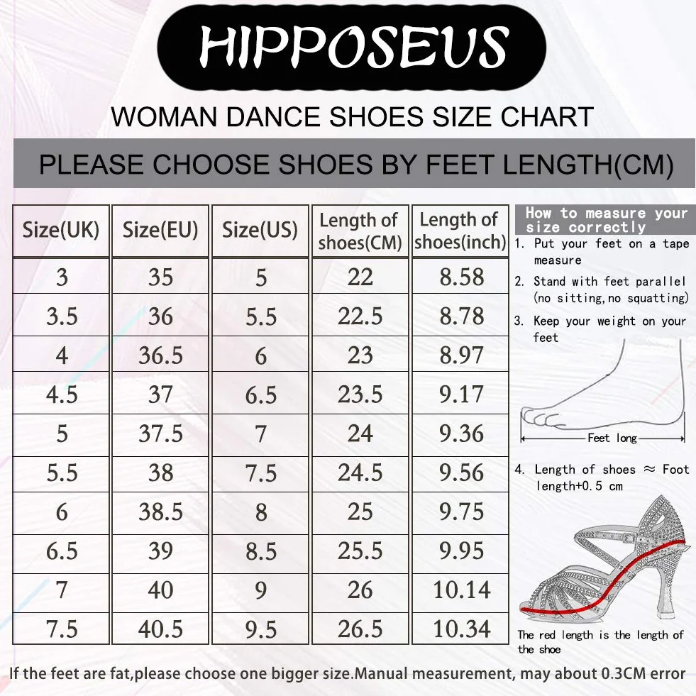 HIPPOSEUS Zapatos de Baile Latino Mujer 5 cm Lentejuelas Salsa Bachata Tango