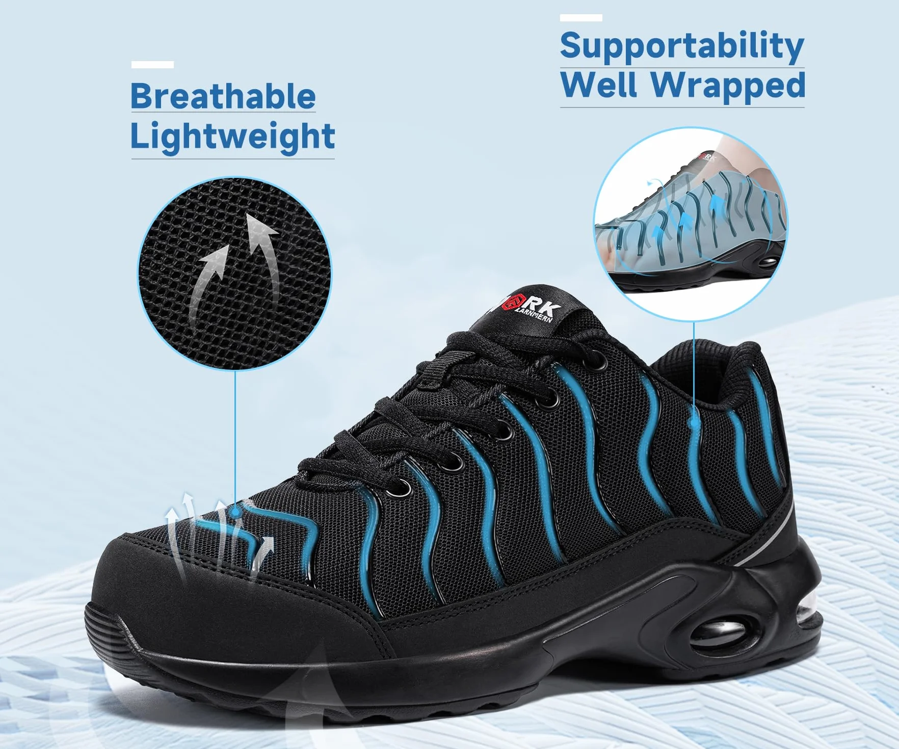 LARNMERN Zapatos de Seguridad con Puntera de Acero 35-51EU Resistente a la Perforación Ligero Hombre Mujer