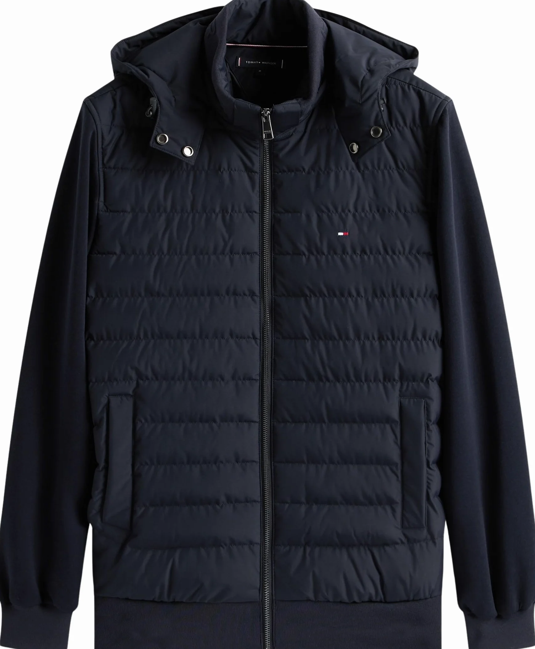 Tommy Hilfiger Mix Media Hooded Zip Through Mw0mw32669 Sudadera con Capucha y Cremallera Hombre (Pack de 1)