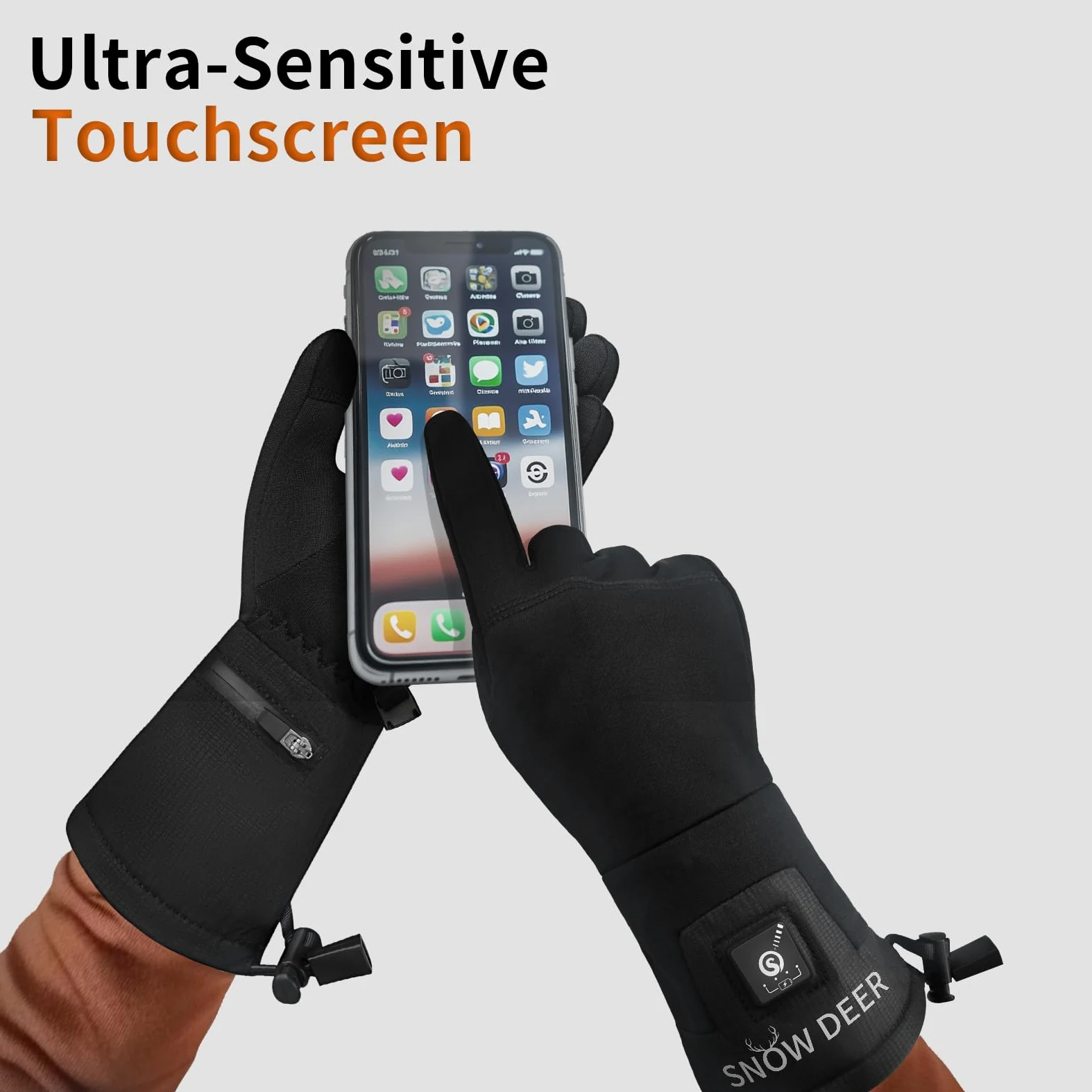 SNOW DEER Guantes calefactables para hombre y mujer, 7,4 V, 2200 mAh, batería recargable, calentadores de manos para nieve, esquí, pesca, equitación, ciclismo, camping, motociclismo