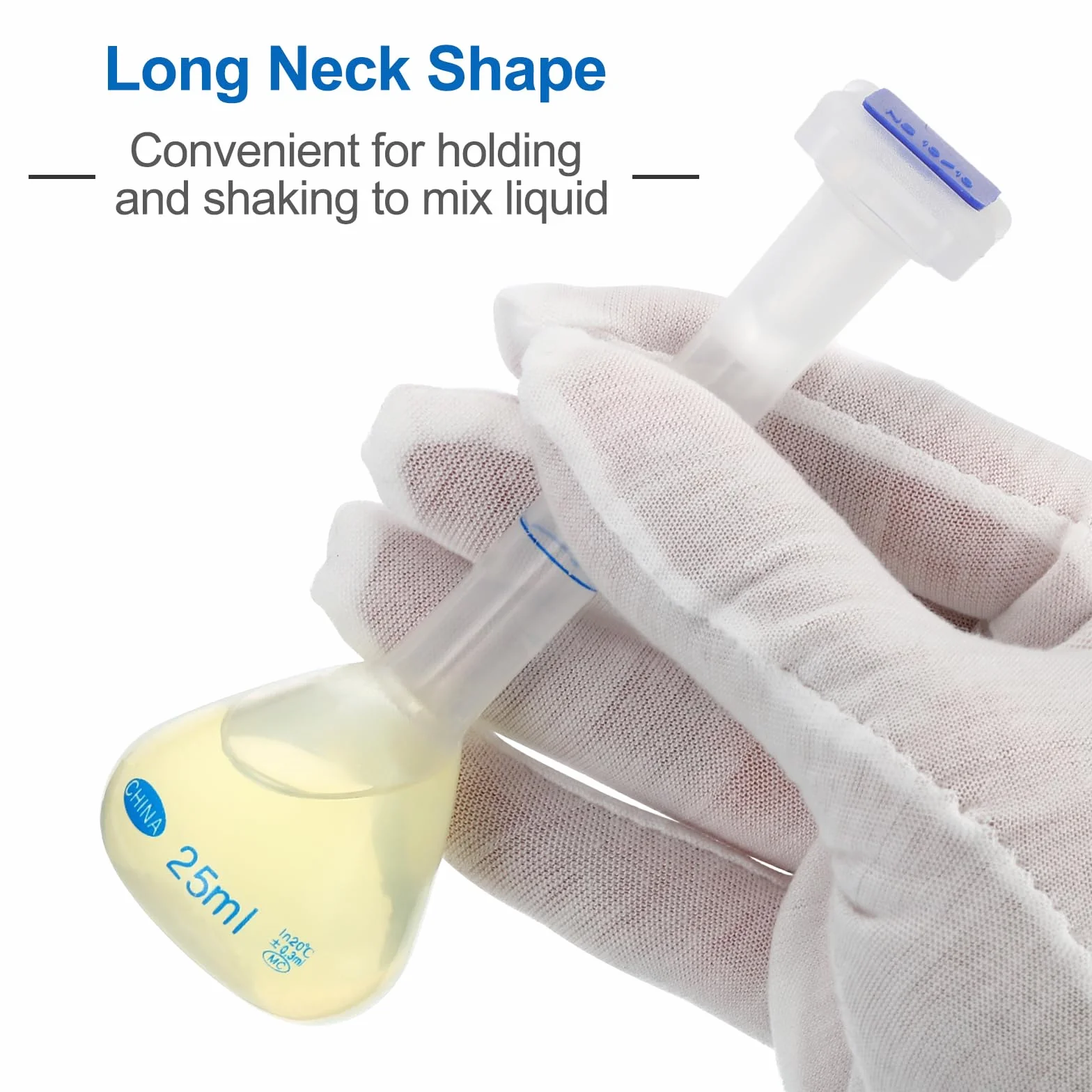PATIKIL 25ml Aforado Matraz, Polipropileno Graduado Medidor con Tapón Tolerancia 0,3ml para Laboratorio