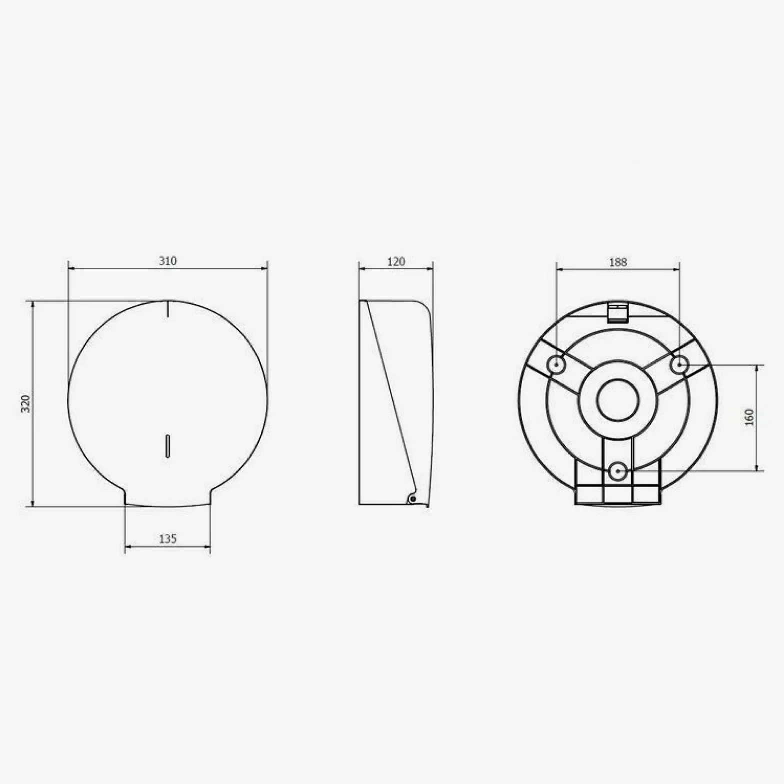 Jofel Portarrollos de Papel Higiénico Industrial Grande Dispensador 400m 260mm 55mm ABS Blanco