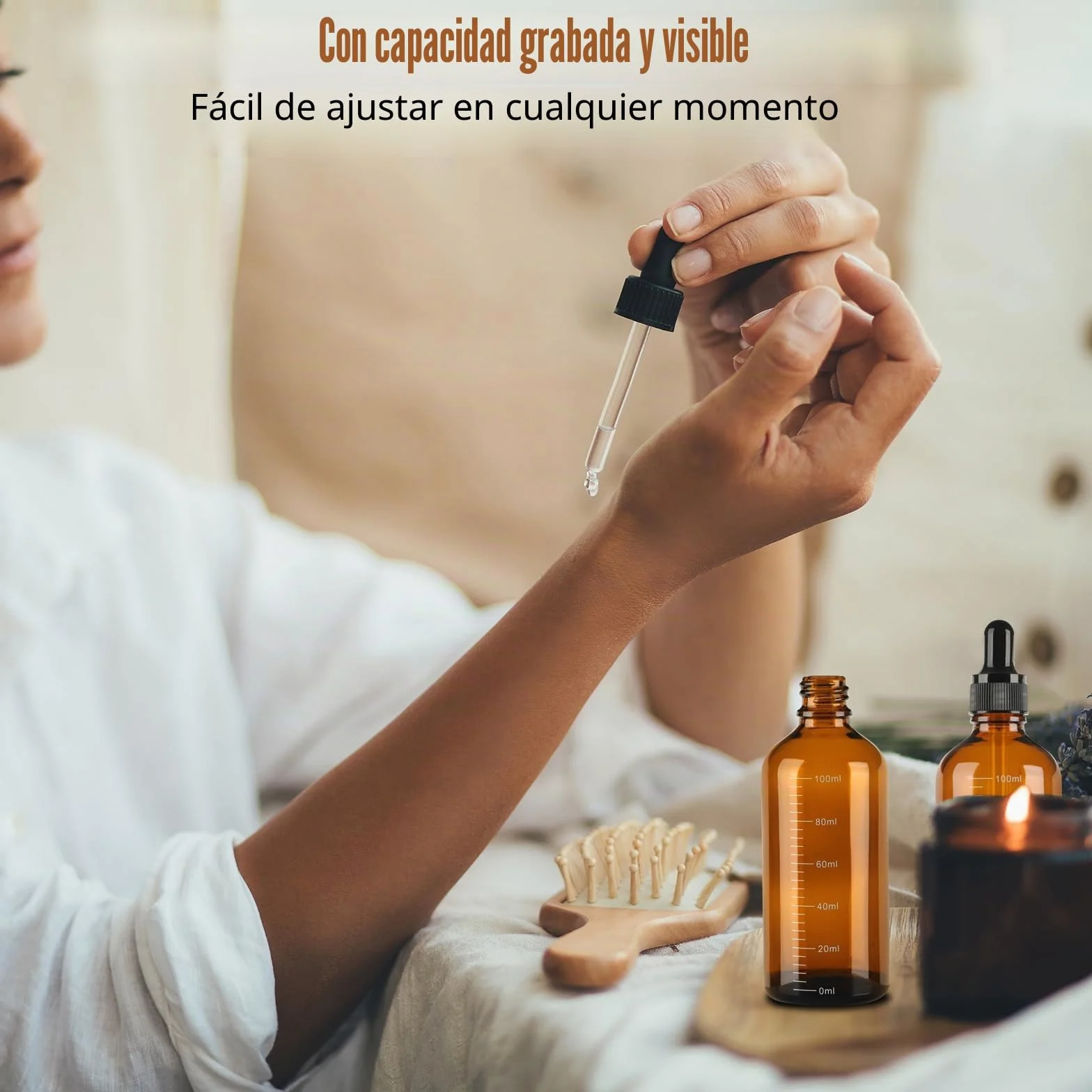 Botellas Cuentagotas Cristal 100ml Ambar 6 Piezas con Embudo y Cuentagotas para Aceite Esencial
