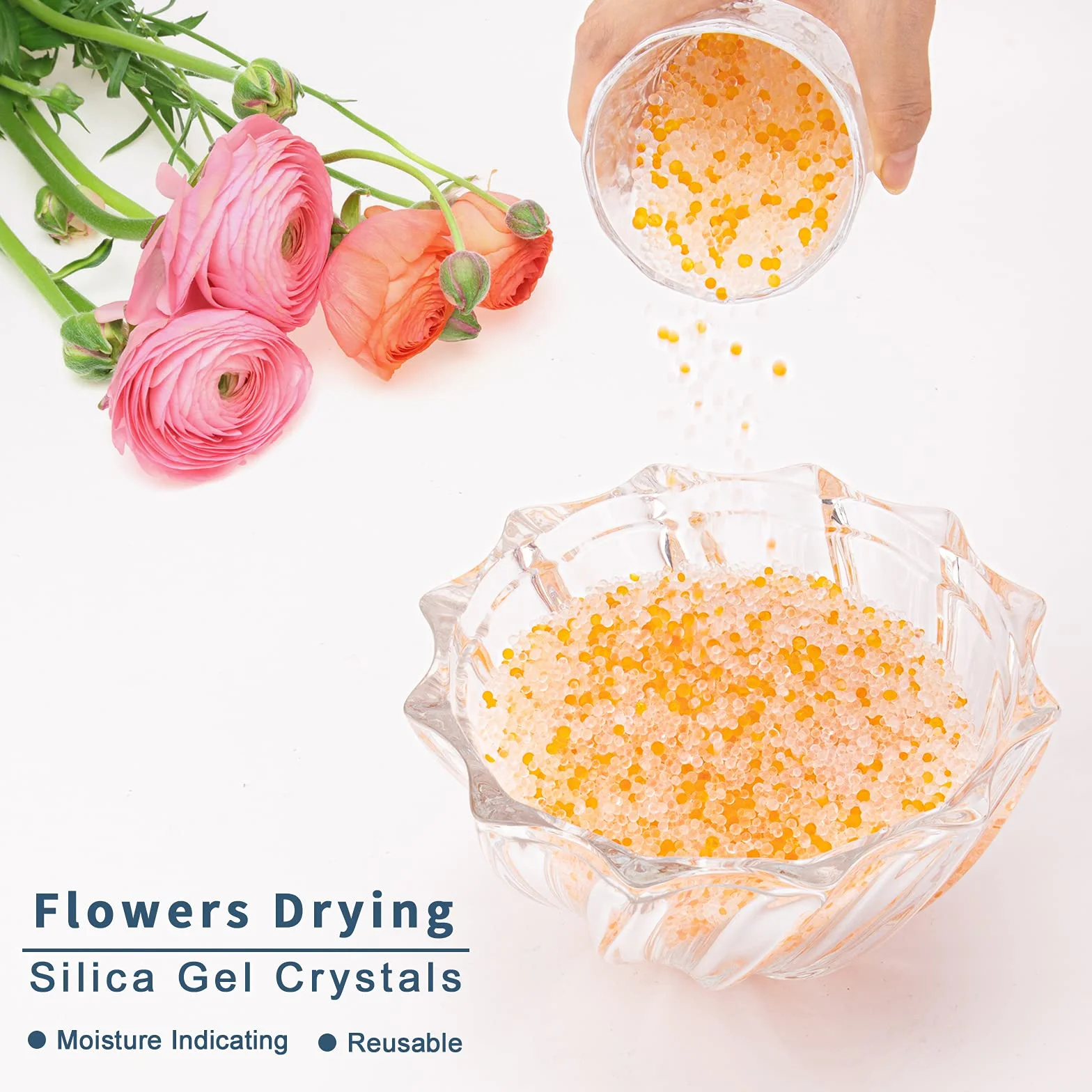 Gel de Sílice Cristales de Secado de Flores 4.4LBS (2KG) Reutilizables Indicadoras de Color