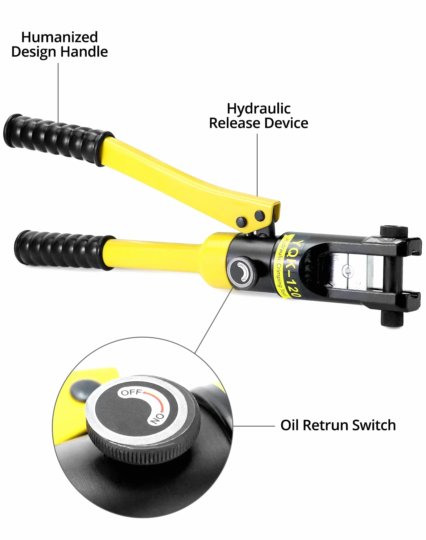 QWORK Crimpadora Hidráulica 12T, Trazo 12mm, 8 Matrices 10-120 mm²