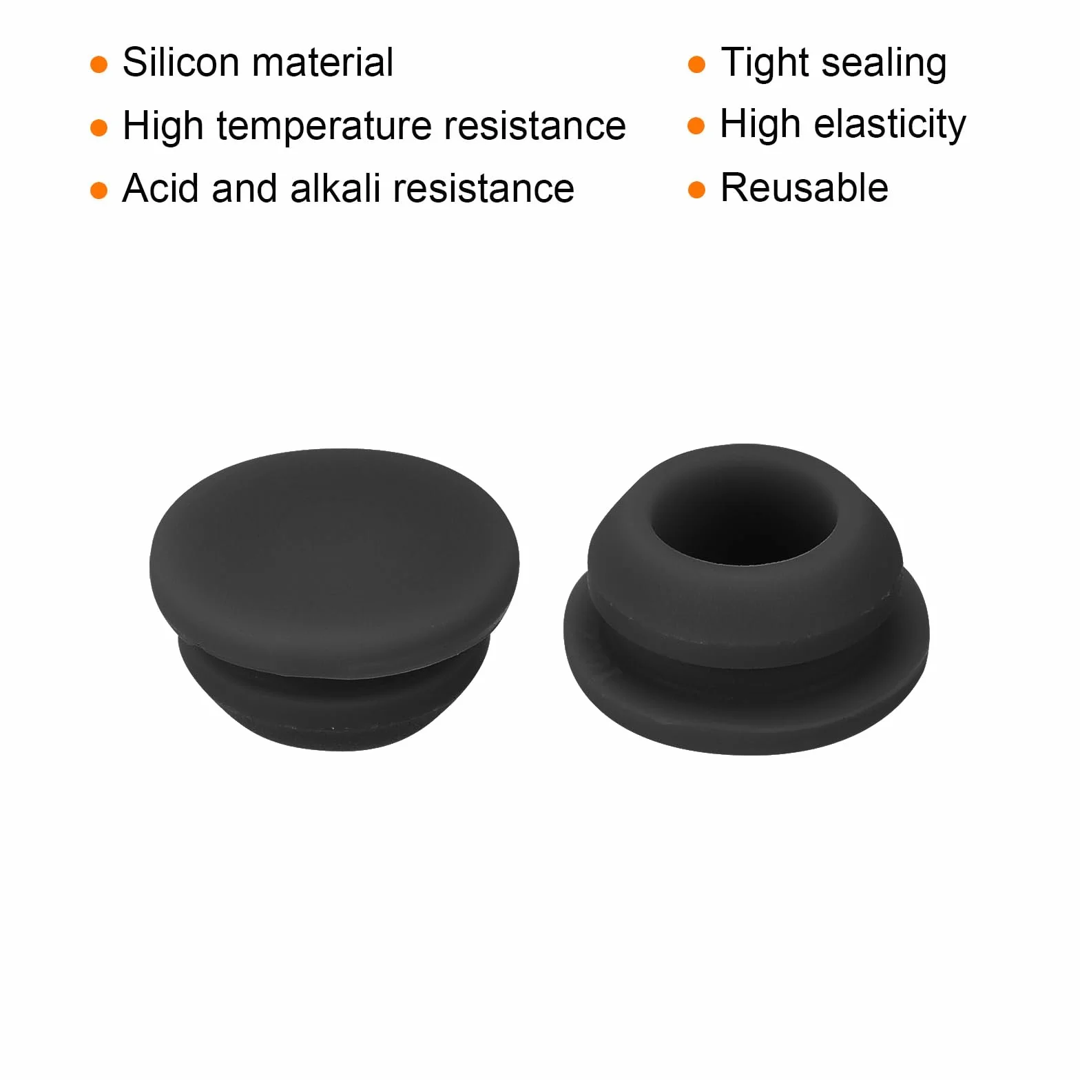 QUARKZMAN Tapones de Silicona para Agujeros de 10mm, 10 Piezas Tapón de Sellado para Muebles Bañera Grifo Drenaje, Negro