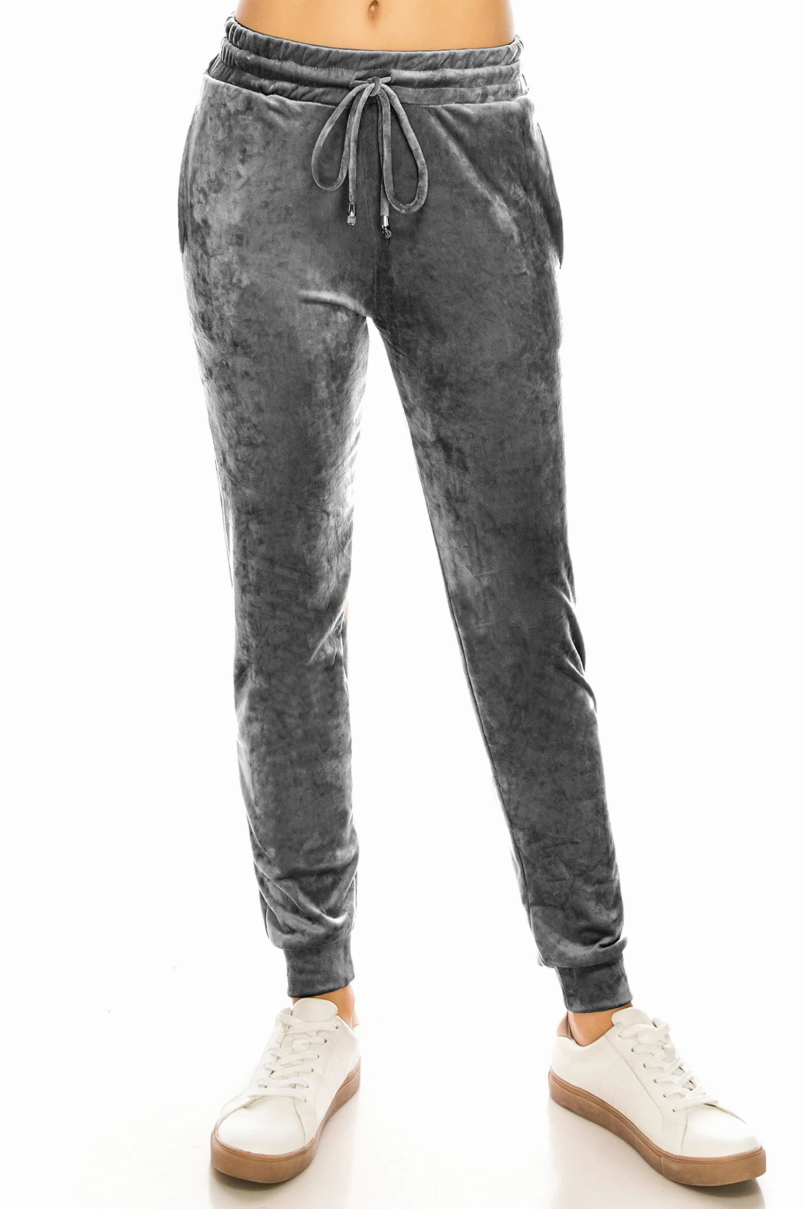 ALWAYS Pantalones deportivos de terciopelo para mujer, color liso, básico, suave, elástico, cálido, para invierno, para mujer