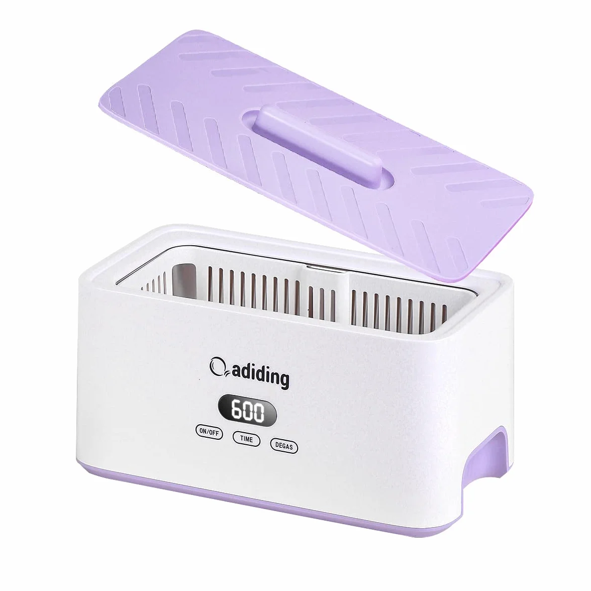 Adiding Dispositivo de limpieza ultrasónica para gafas, 1000 ml, dispositivo ultrasónico con 5 temporizadores digitales, modo degas, 45 kHz, dispositivo de limpieza de gafas, baño ultrasónico para