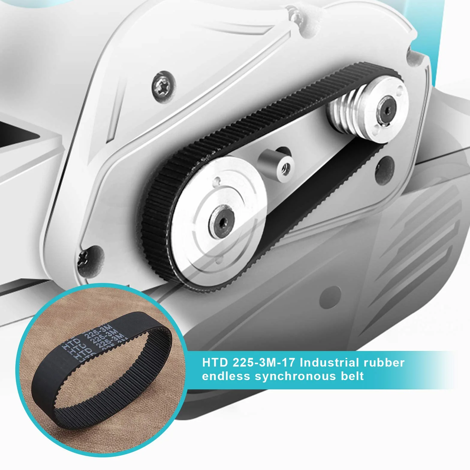 Correas dentadas de goma HTD 225 mm 75 dientes 3 mm 17 mm ancho bucle