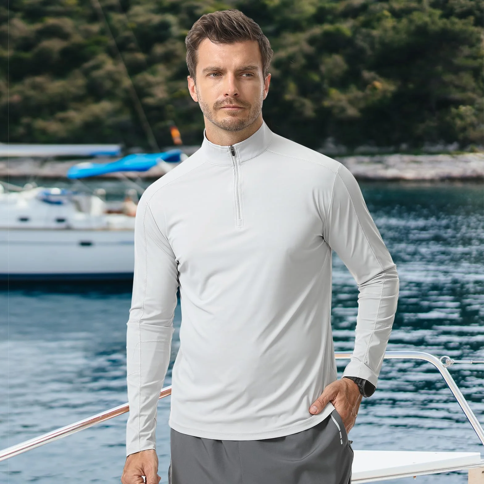 Camiseta Protección Solar UPF 50+ Secado Rápido Deportes Acuáticos Surf Natación Hombre