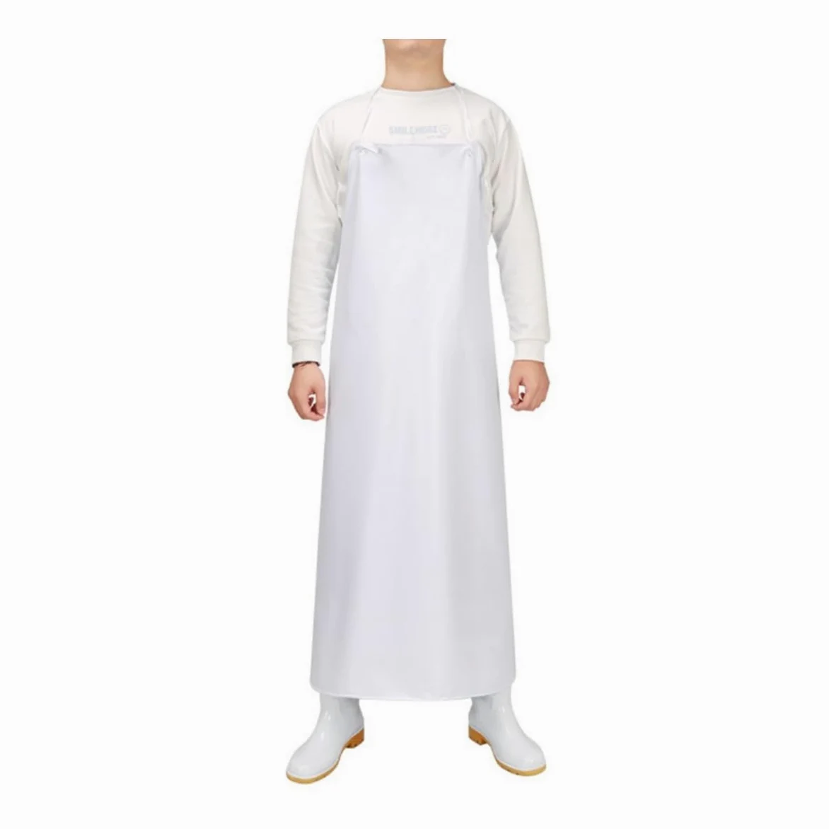 Delantal Impermeable de PVC Blanco - 10 Piezas, Delantal de Trabajo Pesado, Resistente a Productos Químicos y Aceite, Ideal para Cocina, Lavavajillas y Uso Industrial