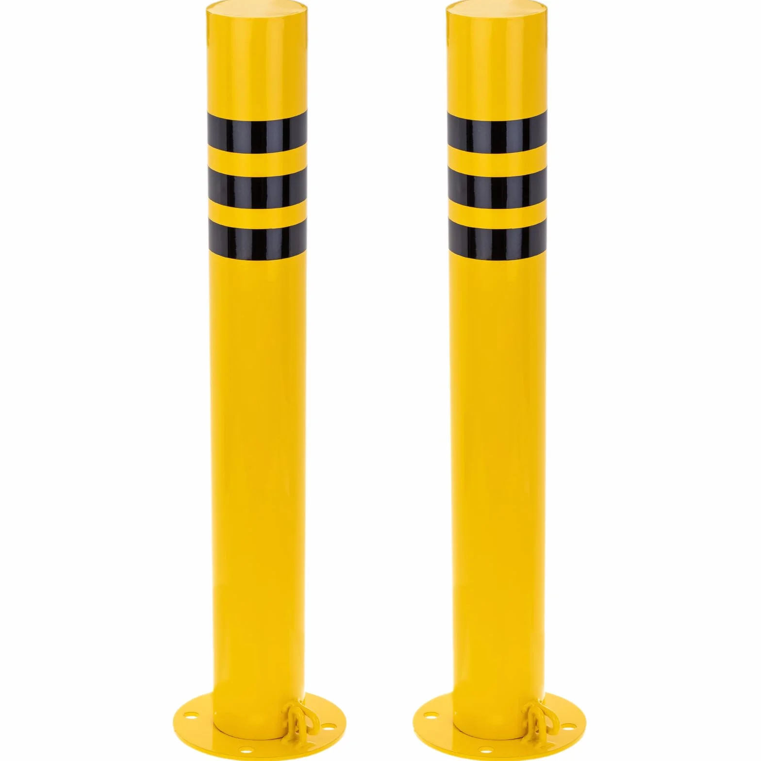 Pilonas bolardos de acero 76x600mm base clavada removible Pack 2 uds