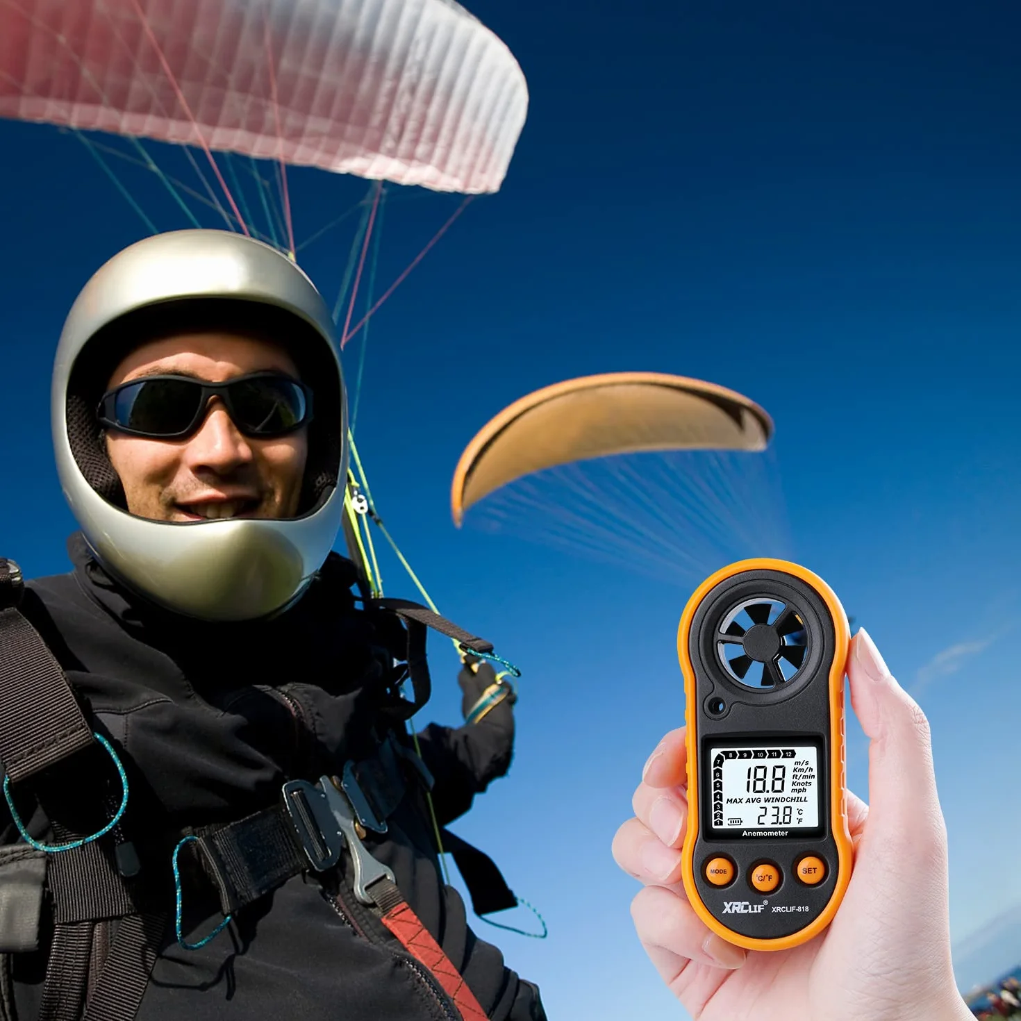 Anemómetro Digital Medidor de Velocidad del Viento XRCLIF Medidor de Flujo de Aire para Temperatura