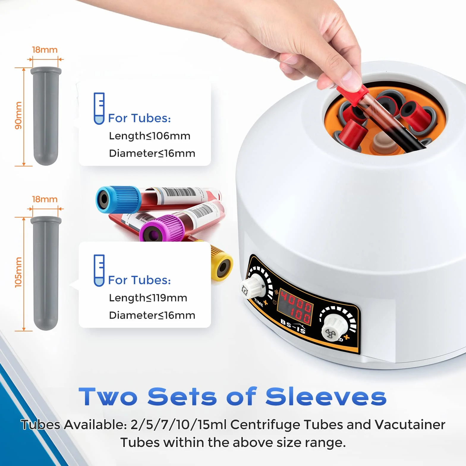 Bonvoisin Centrifuga con Pantalla LED 4000rpm 1953xg 100min Tapa Transparente para Separacion de Muestras 2-15ml