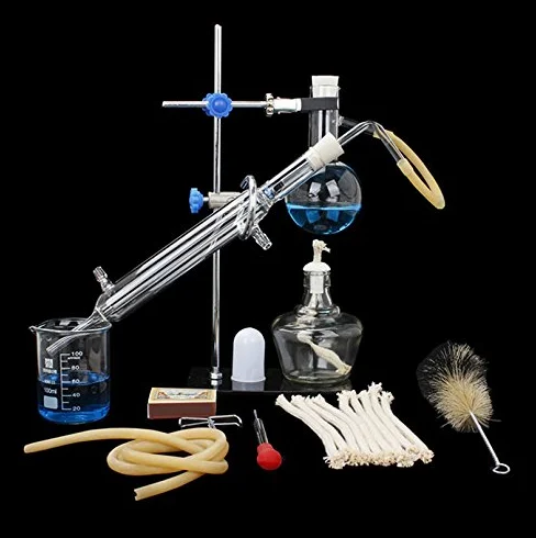 Alambique de cristal destilador laboratorio 100 ml destilación agua aceites esenciales alcohol industria científica