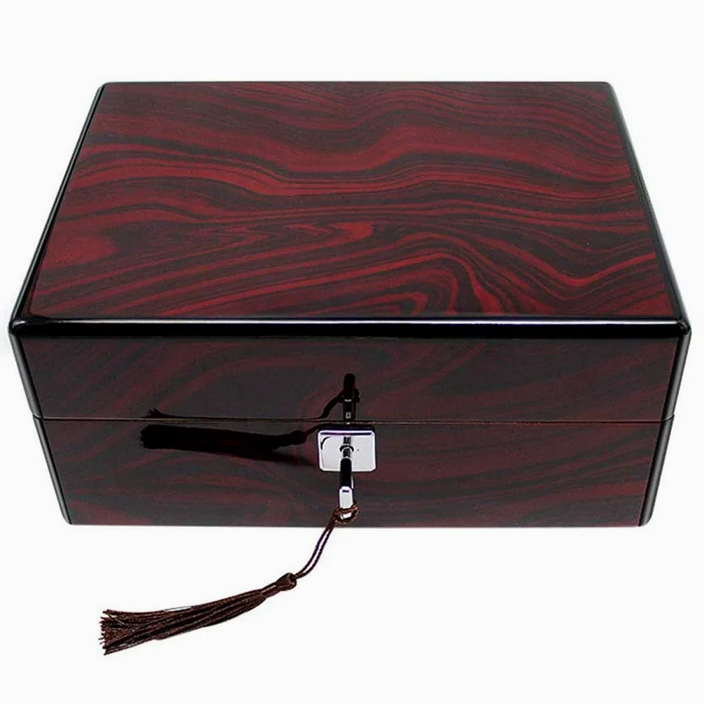 XBTGS Caja de reloj de madera – Caja de regalo de colección de joyas con patrón de madera maciza con cerradura,