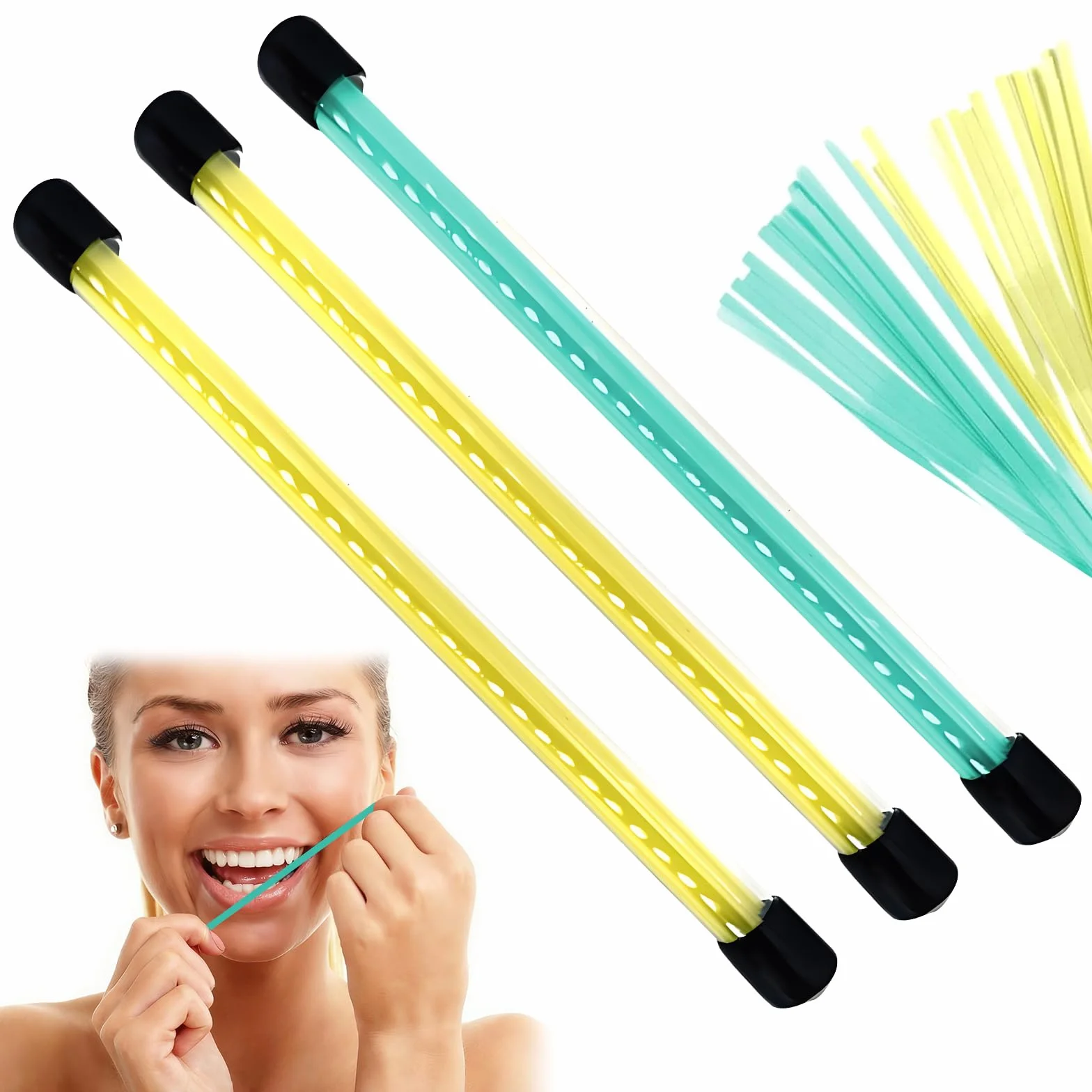 Tira de Pulido Dental Abrasivo, 75 Piezas Bandas para Lijado de Dientes, Limpieza Profunda y Pulido (Amarillo + Verde)