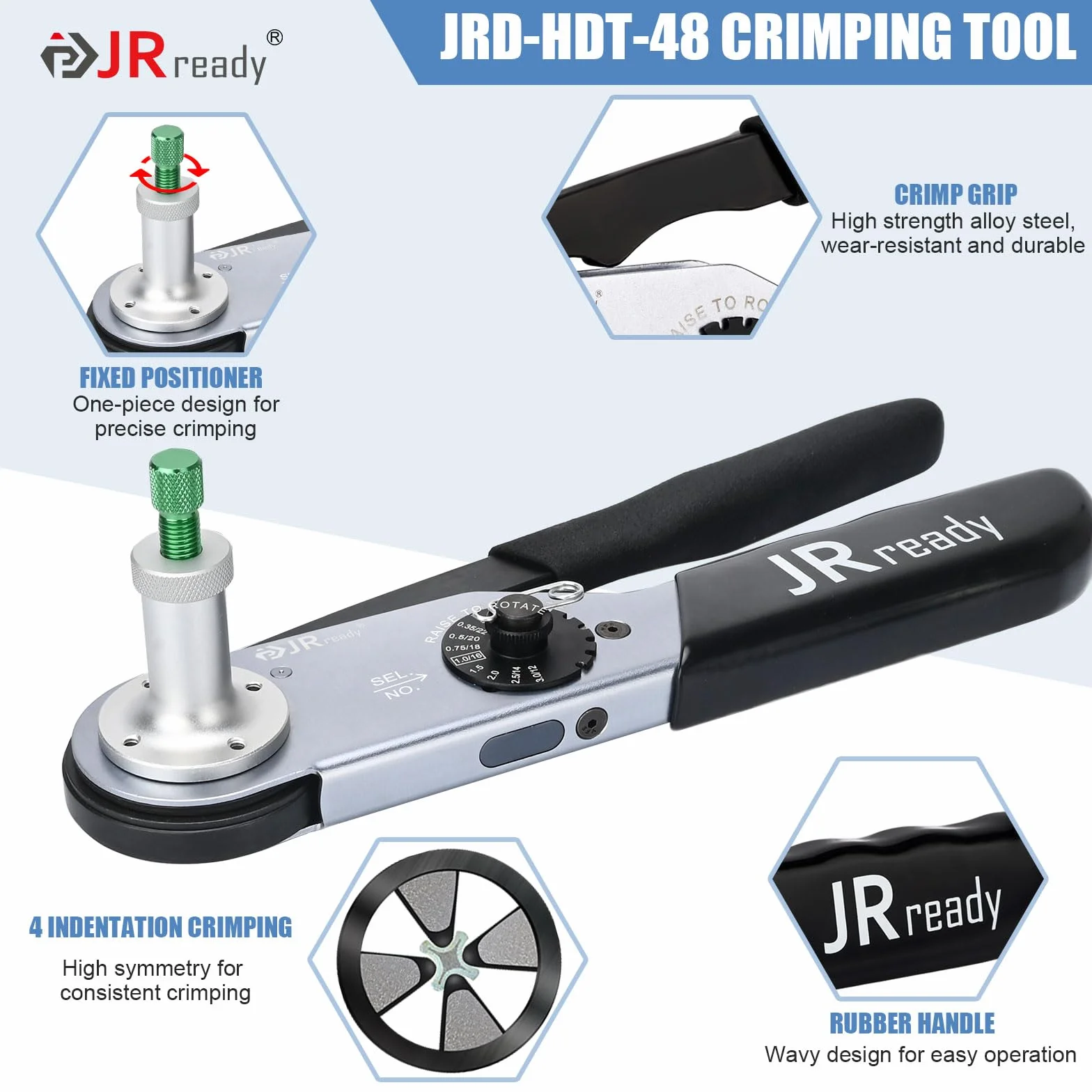 JRready JRD-HDT-48 Herramienta de Crimpado Deutsch para Contactos Sólidos 12-22AWG