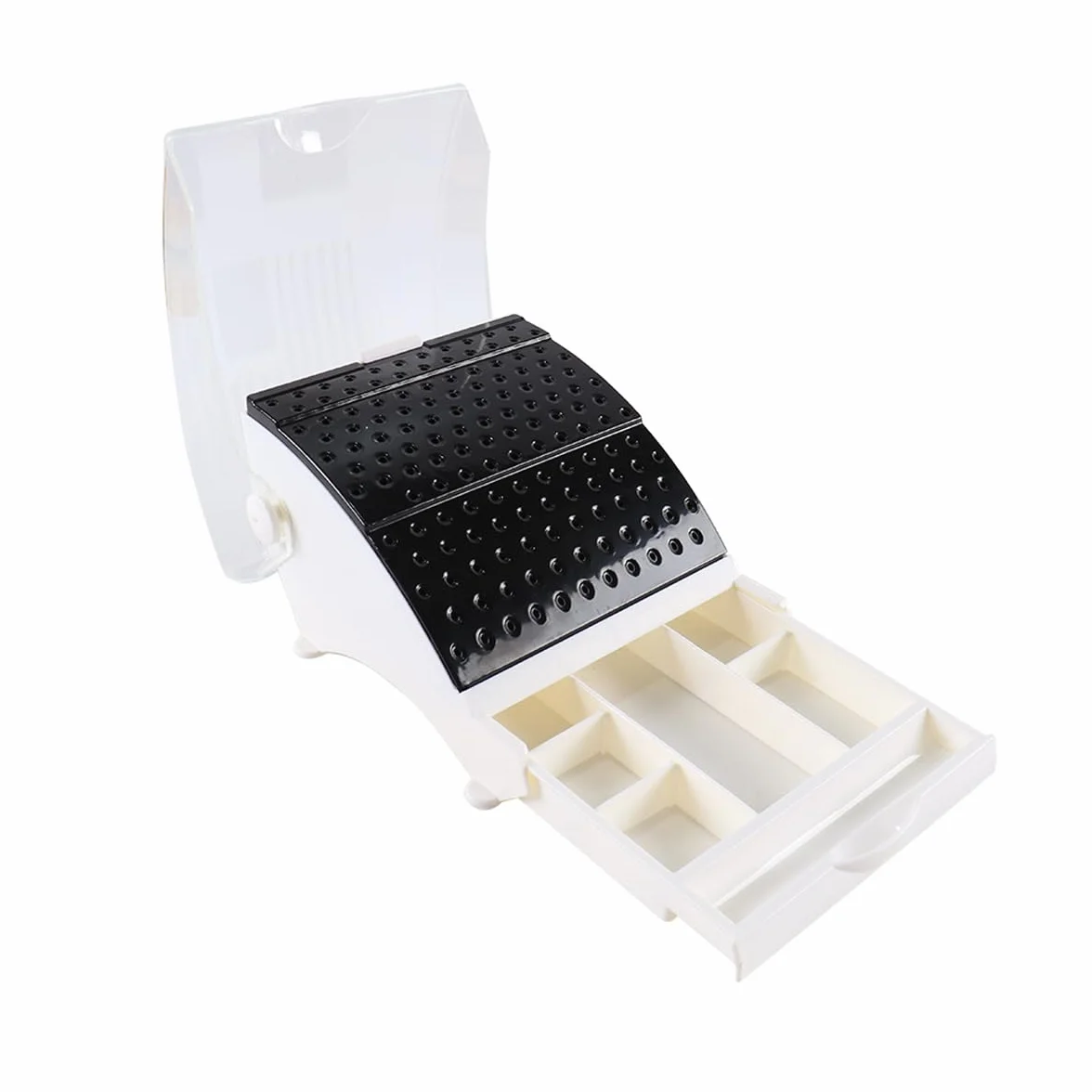 Namvo Portabrocas Dental con Cajón, Caja Redonda Diamante, Herramientas Cuidado Bucal Negro