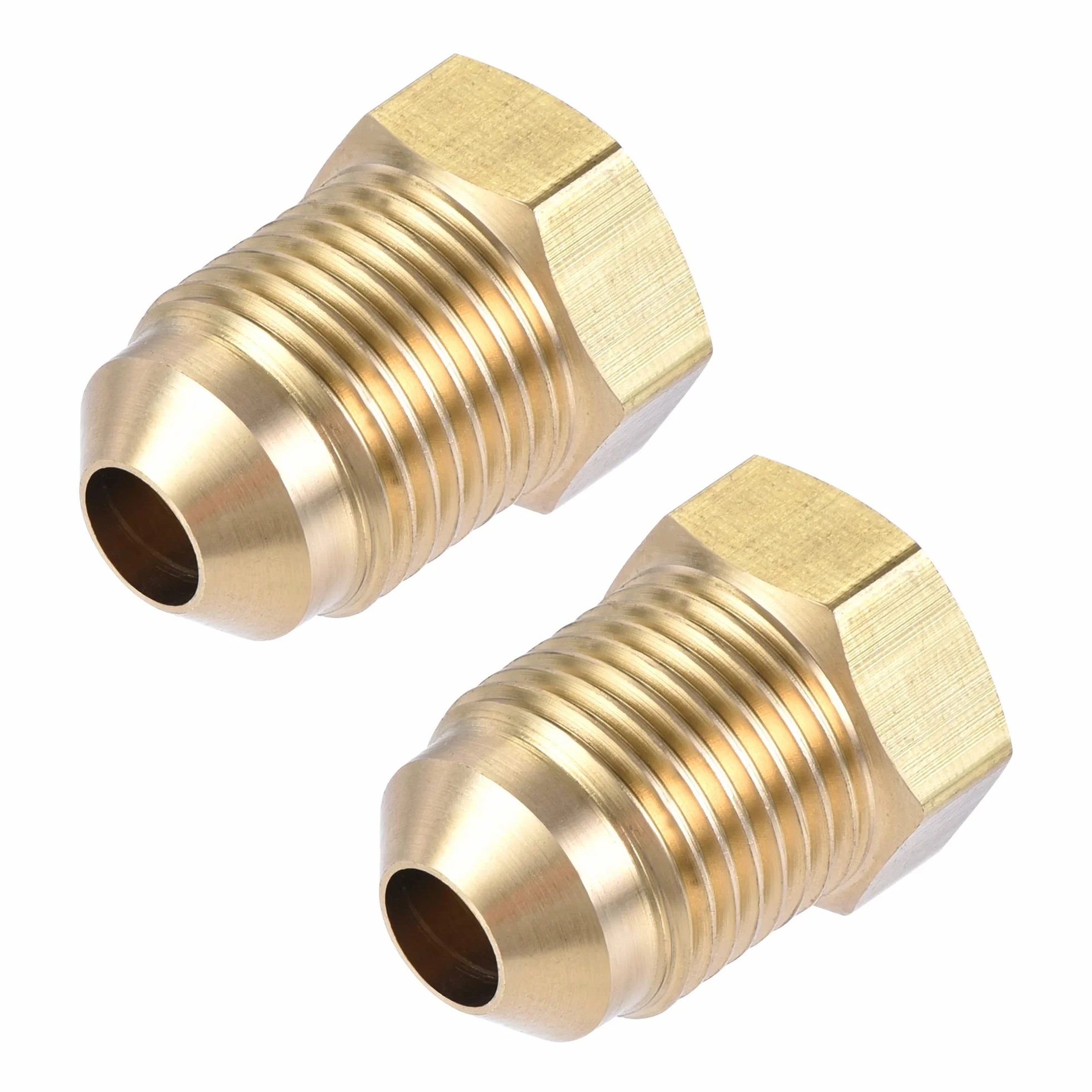 sourcing map Accesorio de tubería de latón 3/8 SAE Flare macho 1/4 SAE rosca hembra conector adaptador 2 uds