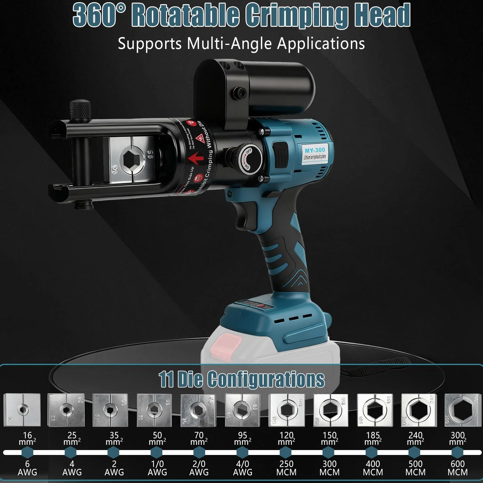 Makita 18V Crimpadora Hidráulica Eléctrica 16-300 mm² Cobre 10-240 mm² Aluminio