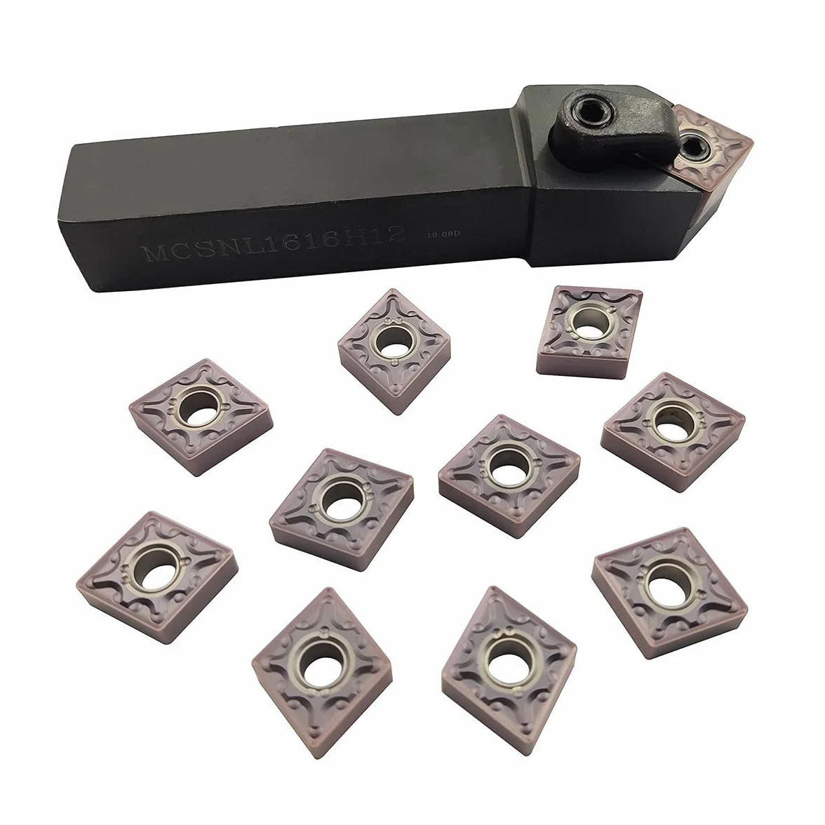 Soporte para herramientas de torneado MCSNL1616H12 con 10 insertos de carburo CNMG120408-MA
