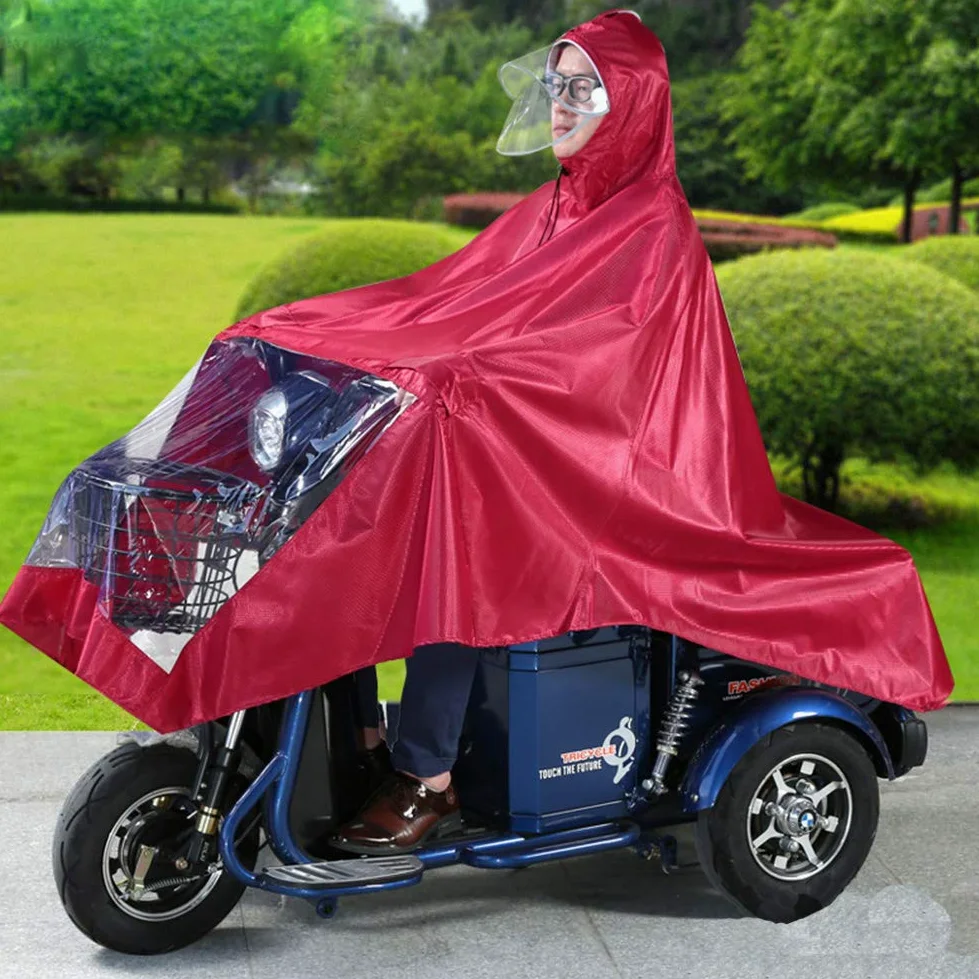 Chubasquero，Chaqueta impermeable Capa impermeable grande for lluvia, for scooter de movilidad, impermeable for motocicleta, poncho for lluvia, protección total con visera