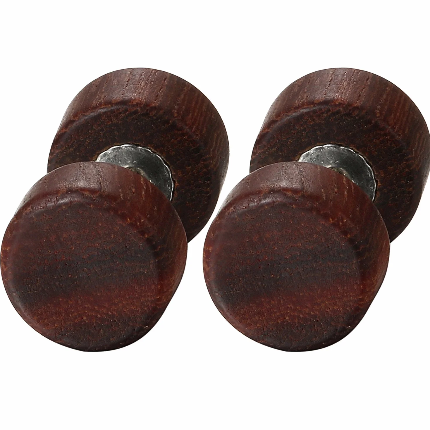 JewelryWe 1 Par Pendientes Madera Acero Inoxidable Pendientes Studs Pequeños de Hombre Mujer Unisex, Marrón Aretes Redondos de Tapones Pendientes 8-10mm