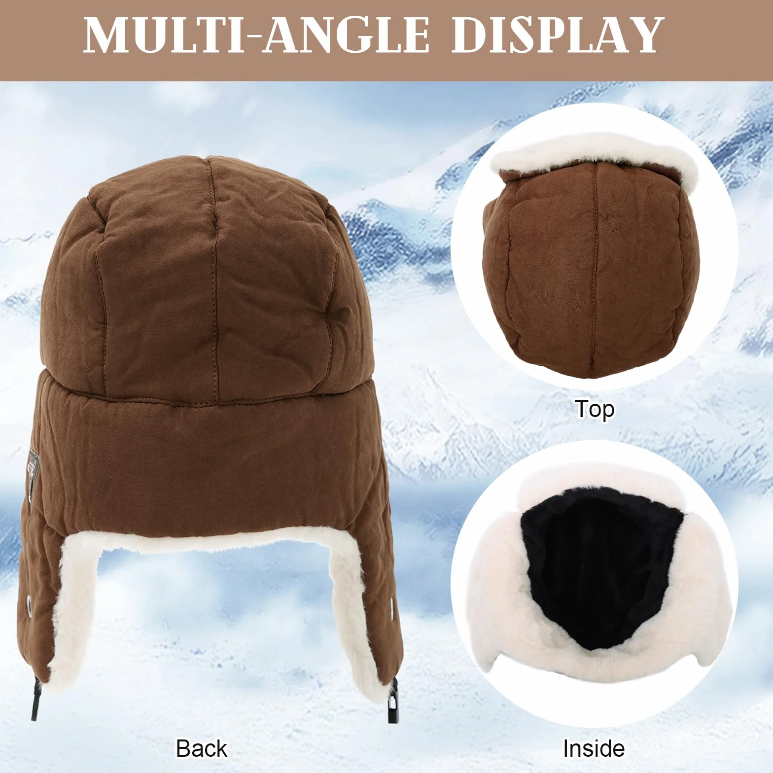 Sombrero de Invierno Trapper para Hombres y Mujeres con Orejeras, Forro de Polar, Sombrero Térmico a Prueba de Viento para Esquí, Senderismo y Actividades al Aire Libre (Talla 54-60 cm)