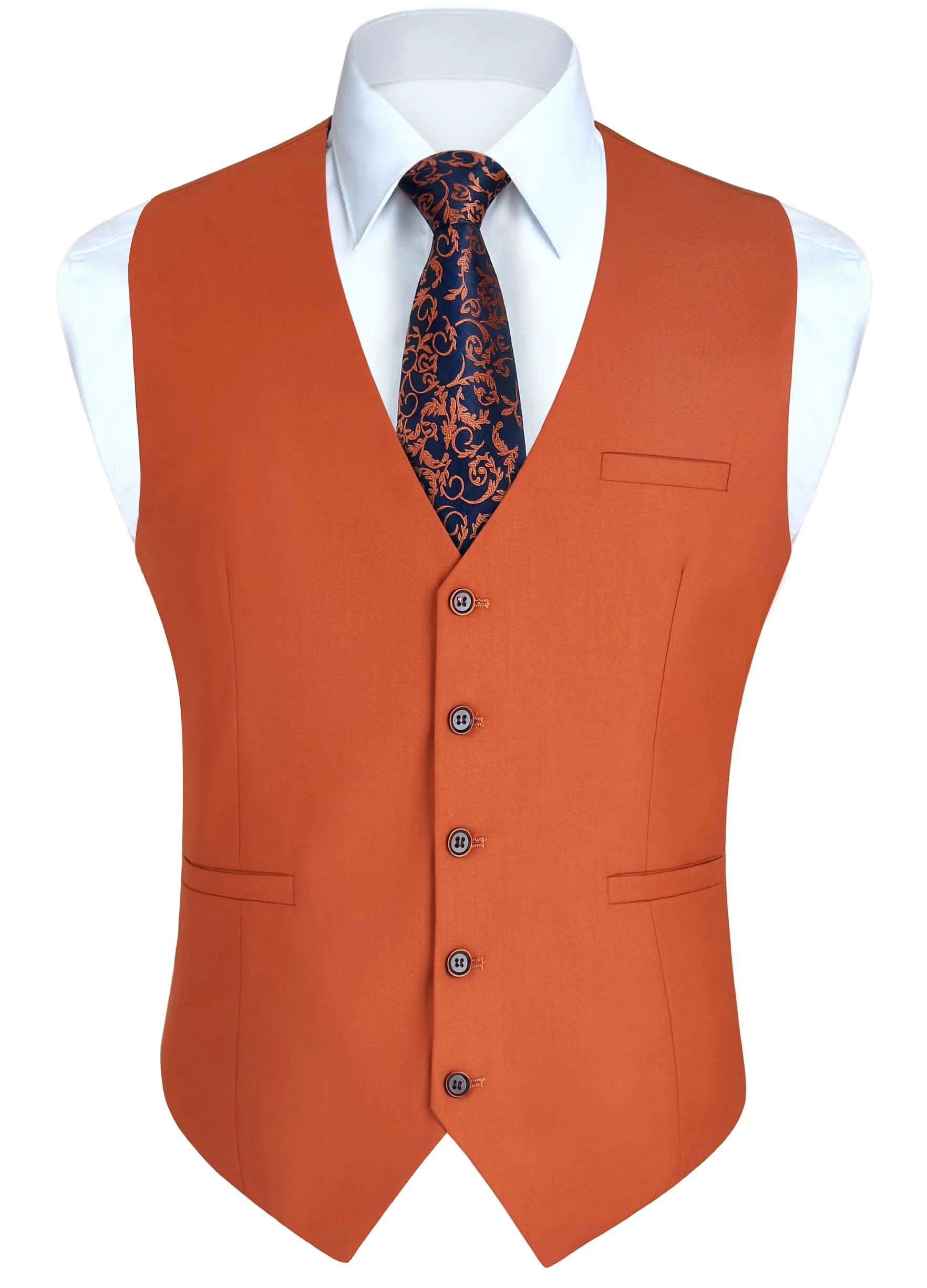 HISDERN Chaleco formal de fiesta de boda para hombres Chaleco de algodón de color solido