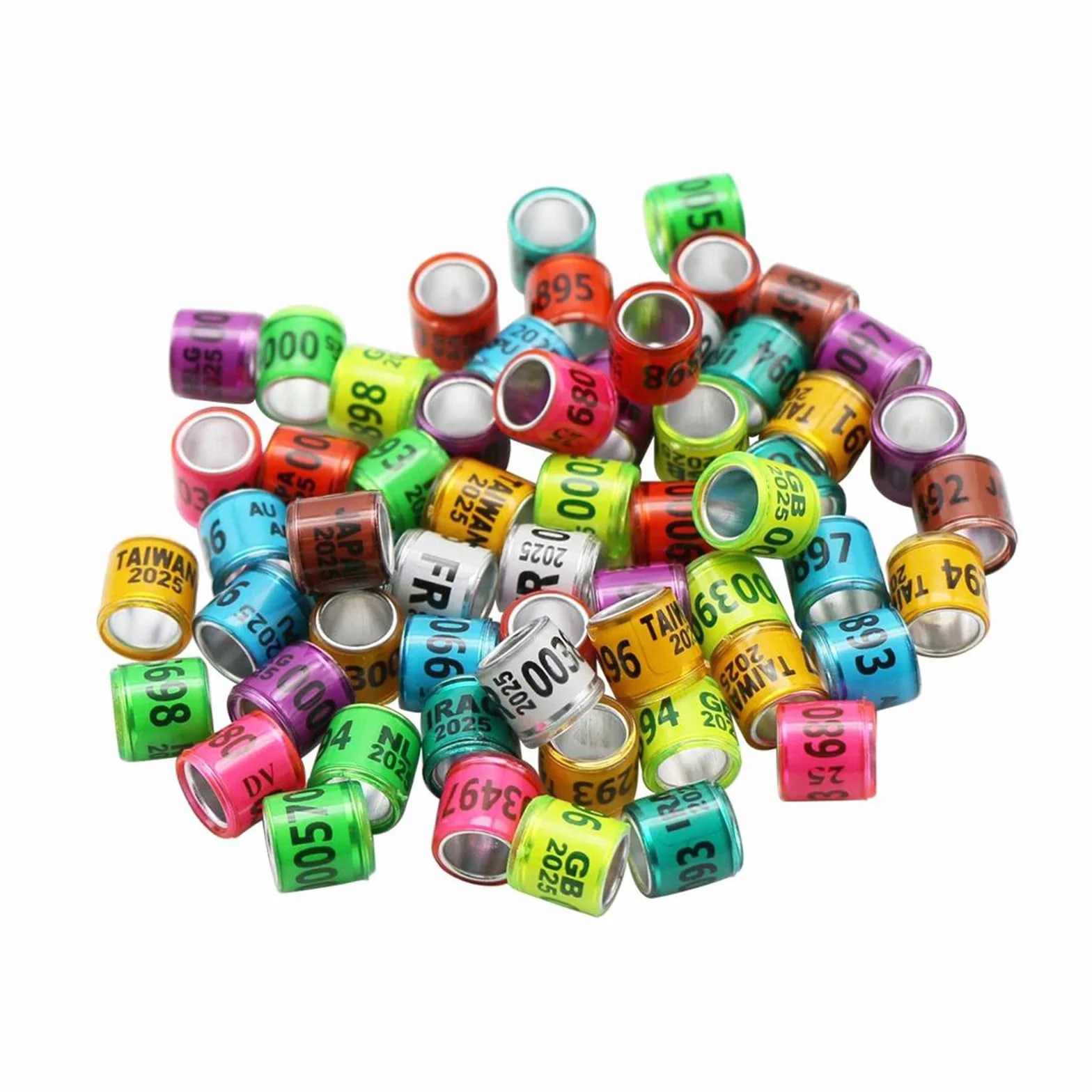 Anillos de plástico de aluminio 2026 para patas de paloma, etiquetas de identificación 8mm