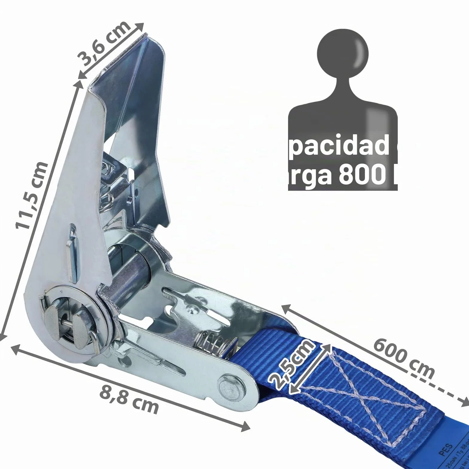 Cinchas de Amarre Correa para Trinquete 4 m 6 m Paquete de 4 Tensor de Carraca 25 mm 800 kg DIN EN 12195-2 Azul