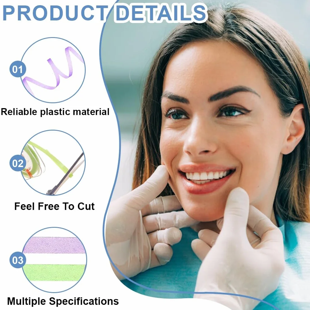 Papel De Lija Dental 6 Metros Doble Cara, Lima Dental Para Dientes, Herramienta Cuidado Bucal Limpieza Profunda 30μ