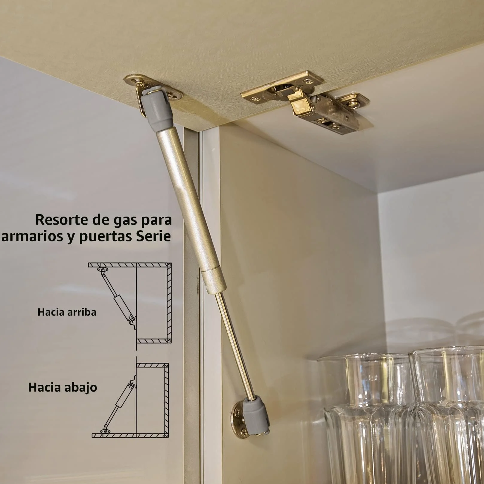 Pistones a Gas 100N 10KG Resorte de Gas para Puertas Armario Muebles de Cocina Elevación Neumática